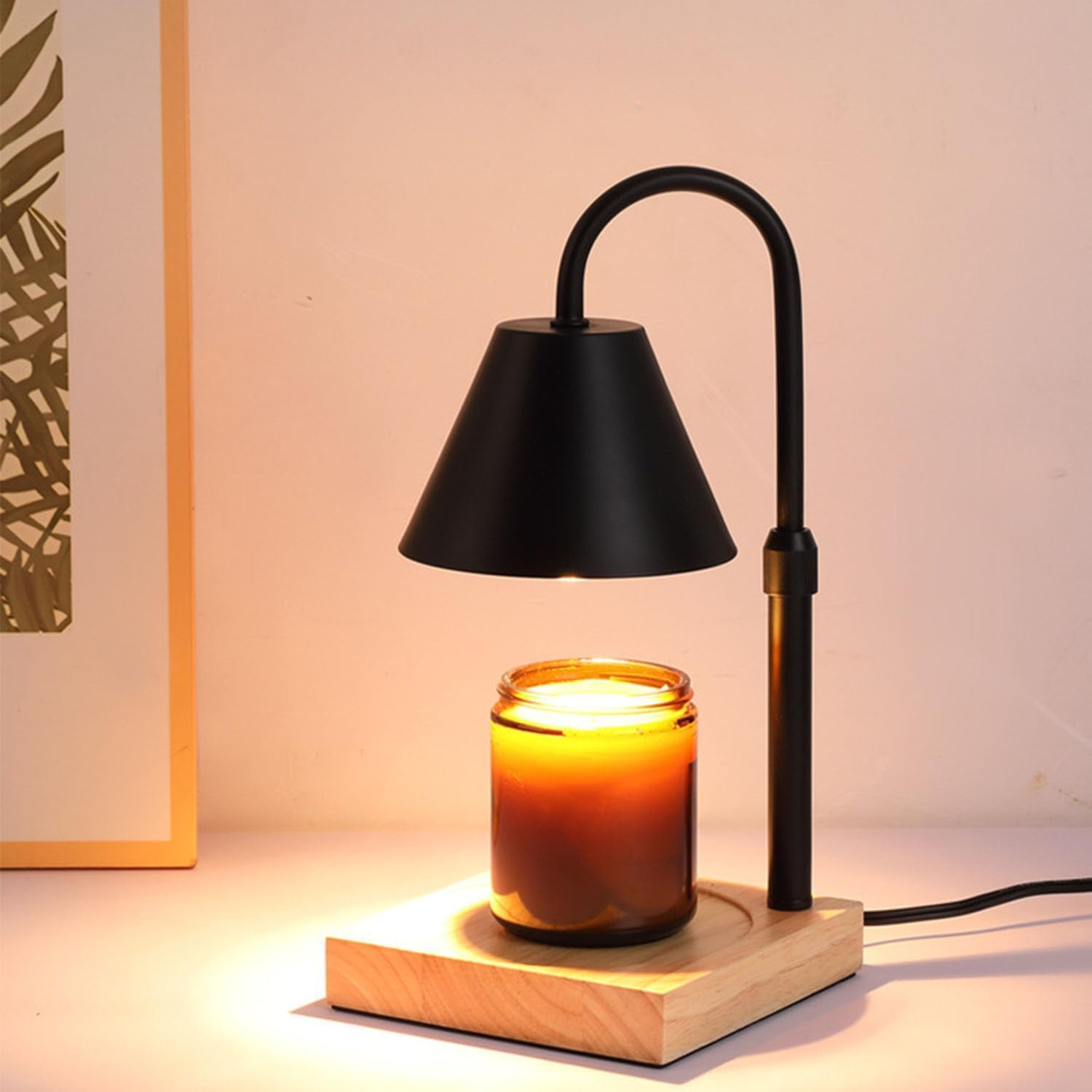Modern Adjustable Candle Warmer Lamp with Timer and Dimmer, Electric Black Lamp for Jar Candles, Perfect for Bedroom and Living Room Decor（Scented Candles Are Not Included） image number 4