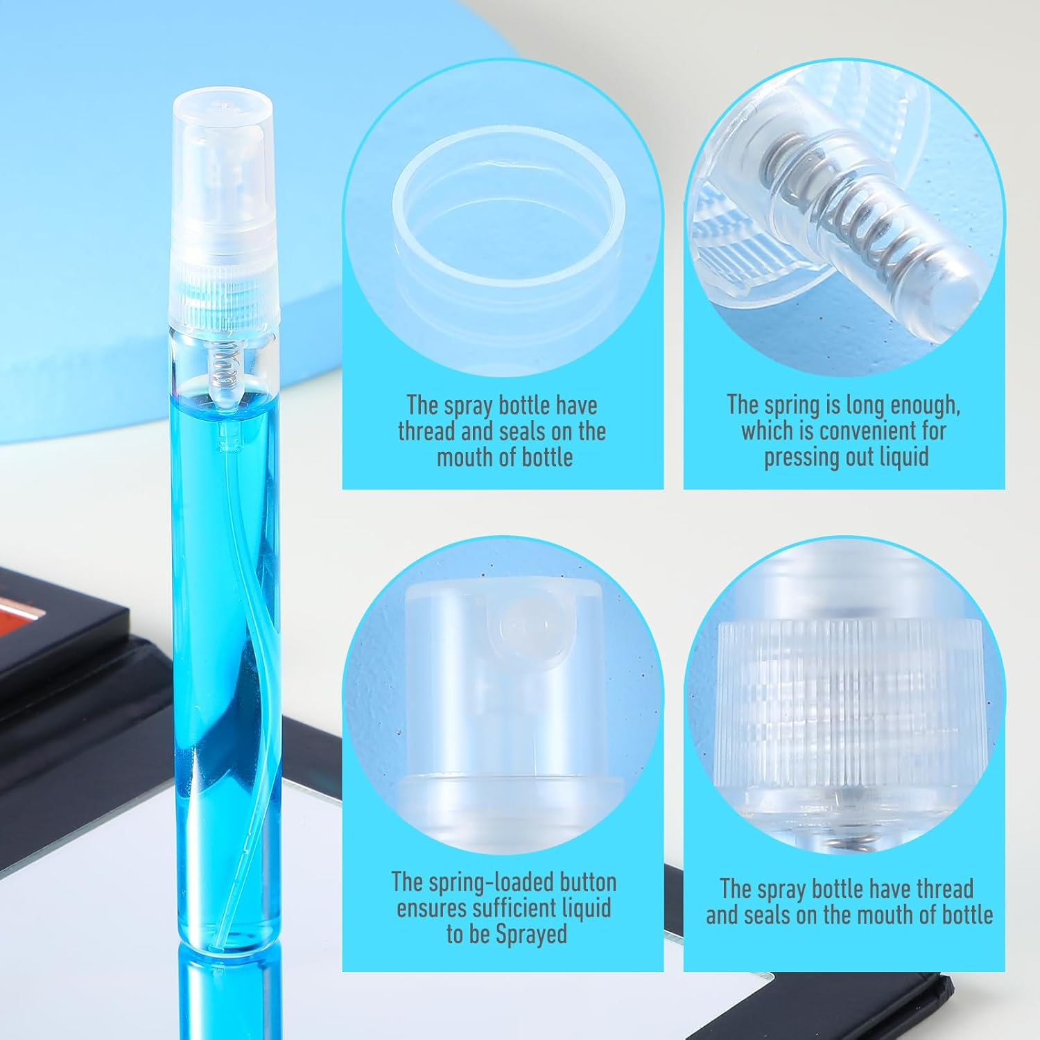 YBEATY 20 Pcs Mini Spray Bottles Perfume Sample Bottles 10Ml Clear Glass Refillable Fine Mist Atomizer Sprayer Small Portable Travel Dispenser Cosmetics Spray Containers Empty for Essential Oils image number 4