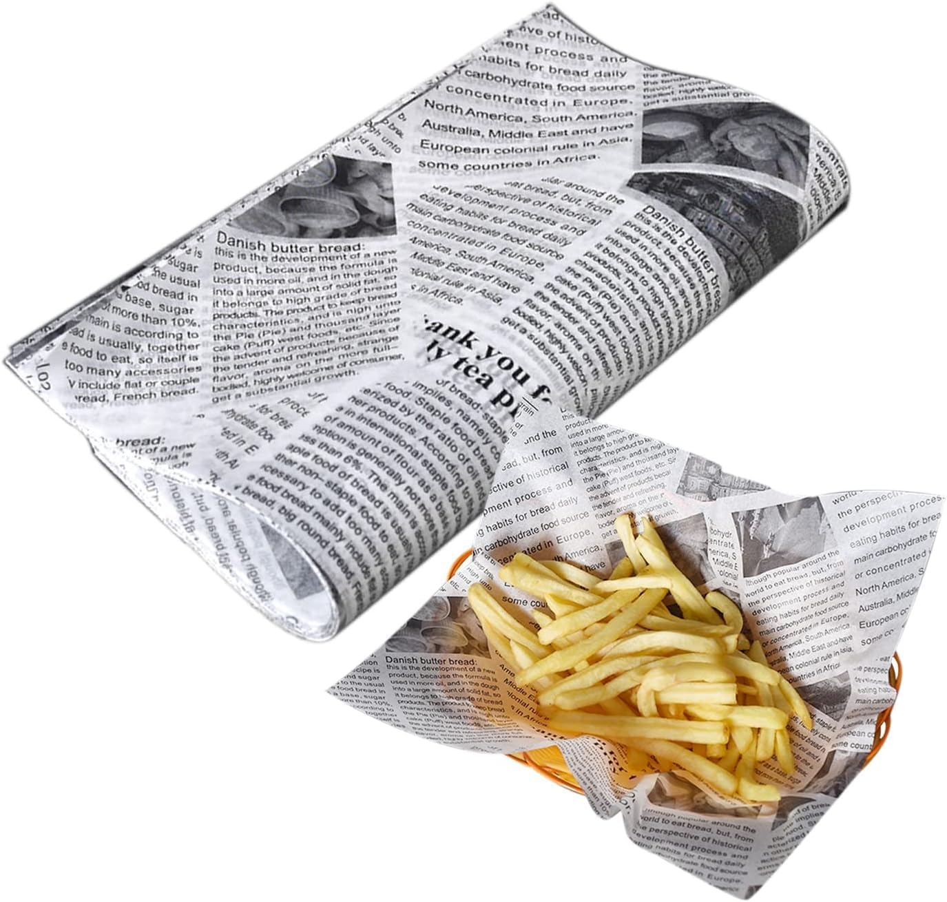 OSYLICT 100 Sheets Food Grade Wrap Paper,Greaseproof Baking Wrapping Paper and Basket Liners,For Bread Sandwich Burger Fries,For Kitchen Home Holiday Party Decor 30 * 20 CM