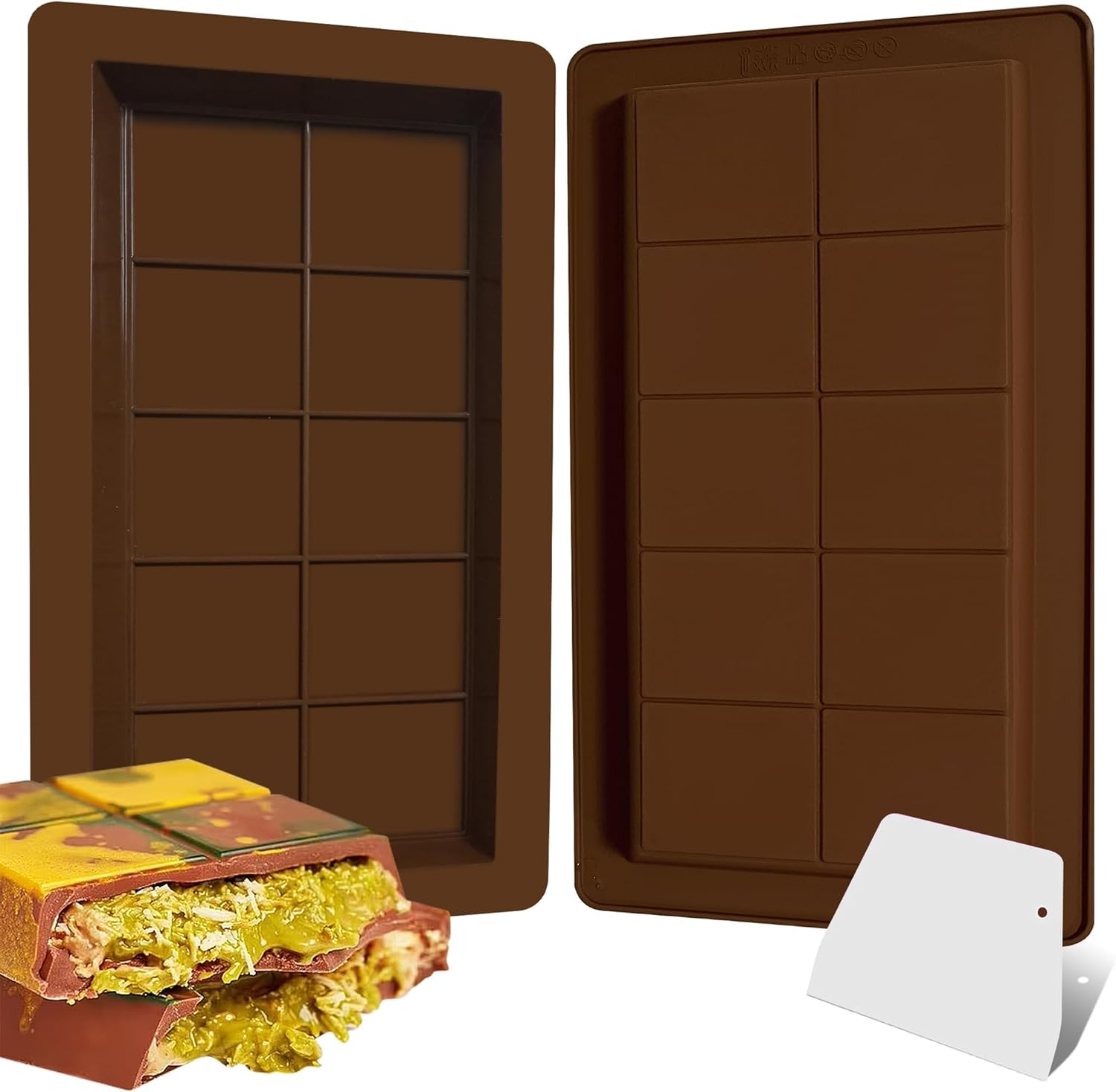 Deep Chocolate Bar Mold 1PCS, Silicone Chocolate Bar Moulds, Large and Thick, Knafeh Chocolate Bar DIY Deep Chocolate Candy Kitchen Baking Moulds