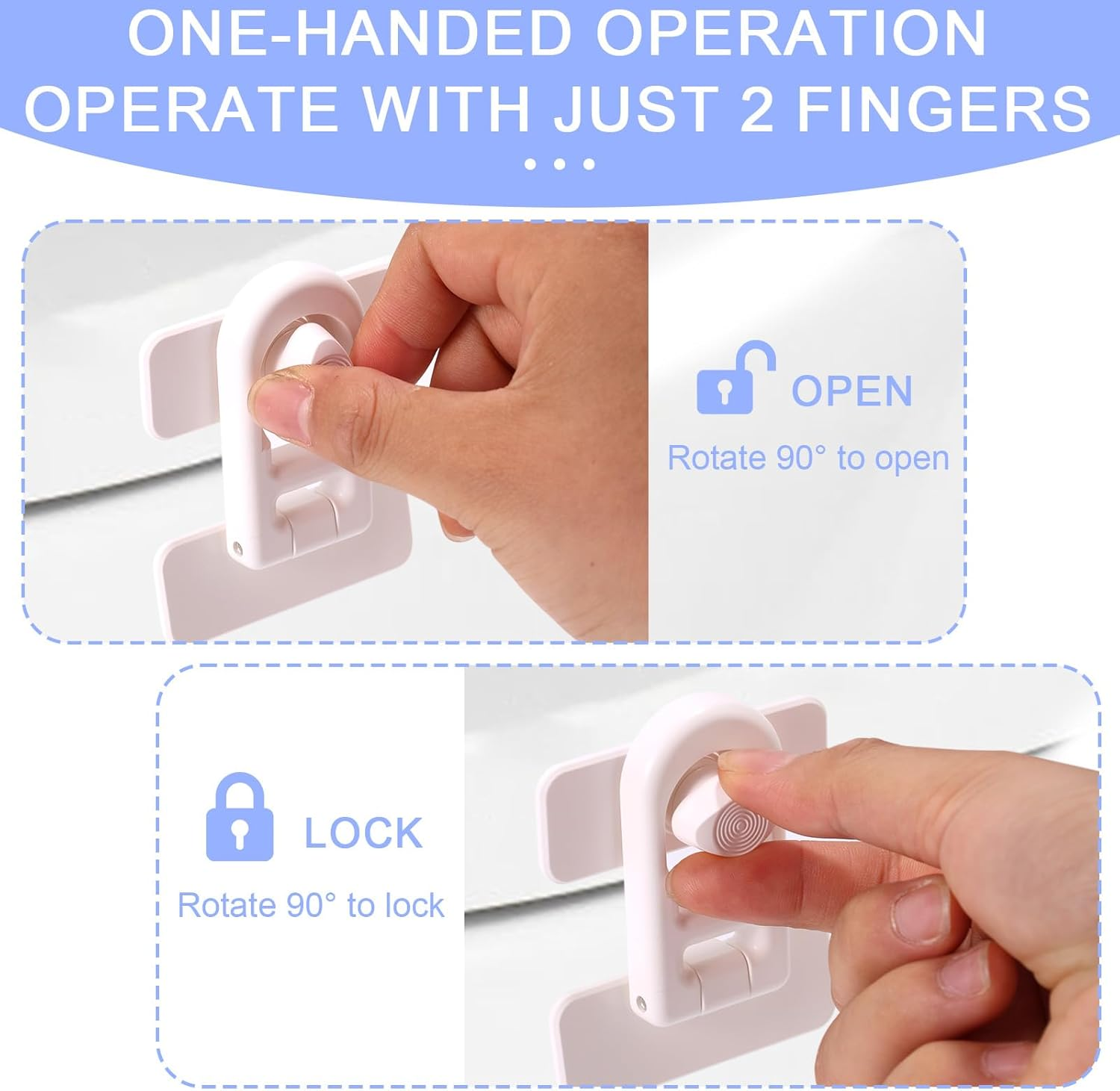 2Pcs Baby Toilet Locks, Plastic Universal One-Handed Operation Toilet Lid Safety Lock for Baby Toddler Child Providing Invisible Protection Easy Installation No Tools Needed(White) image number 1