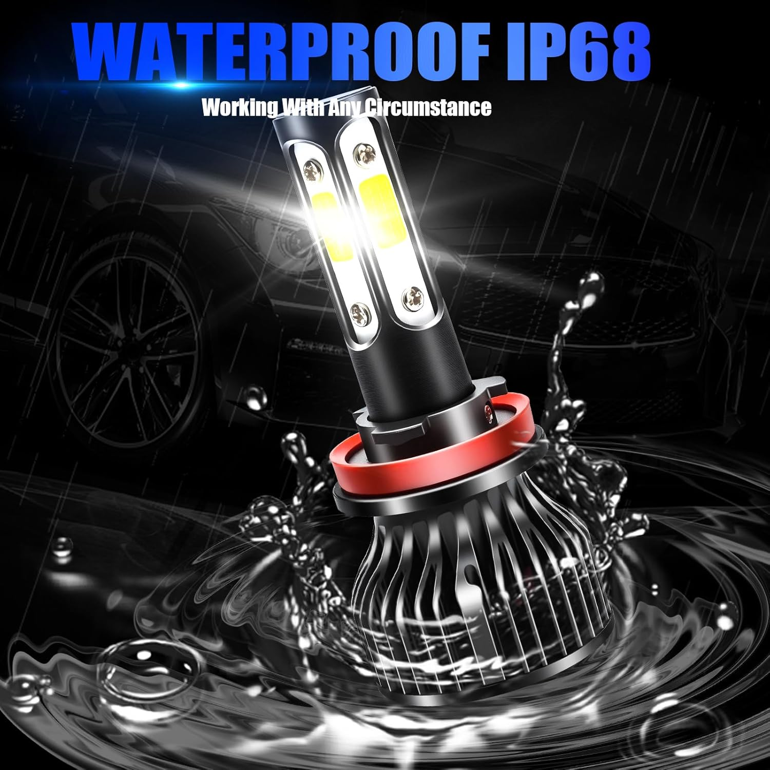 H11 H8 H9 LED Headlight Bulbs, 300% Brightness 16000LM 6500K Xenon White Conversion Kit Plug and Play High/Low Beam Fog Light Bulb, Pack of 2 image number 6