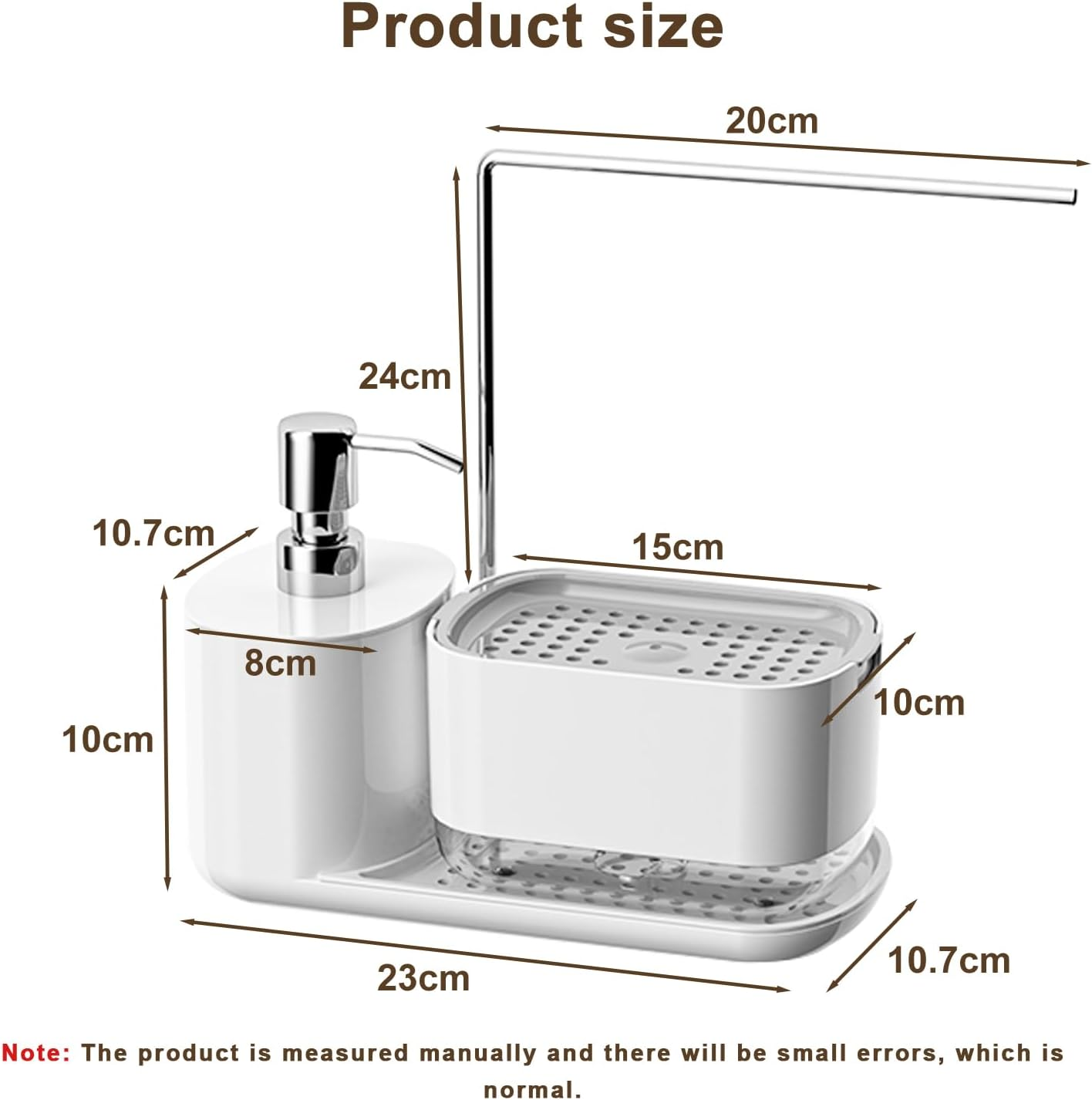 AMZYYDS 4 in 1 Hand Soap and Dish Soap Dispenser for Kitchen with Sink Organizer Dual Dispenser for Dishwashing and Hand Washing,Kitchen Sink Caddy for Storage of Sponges and Washcloths (White) - White image number 3