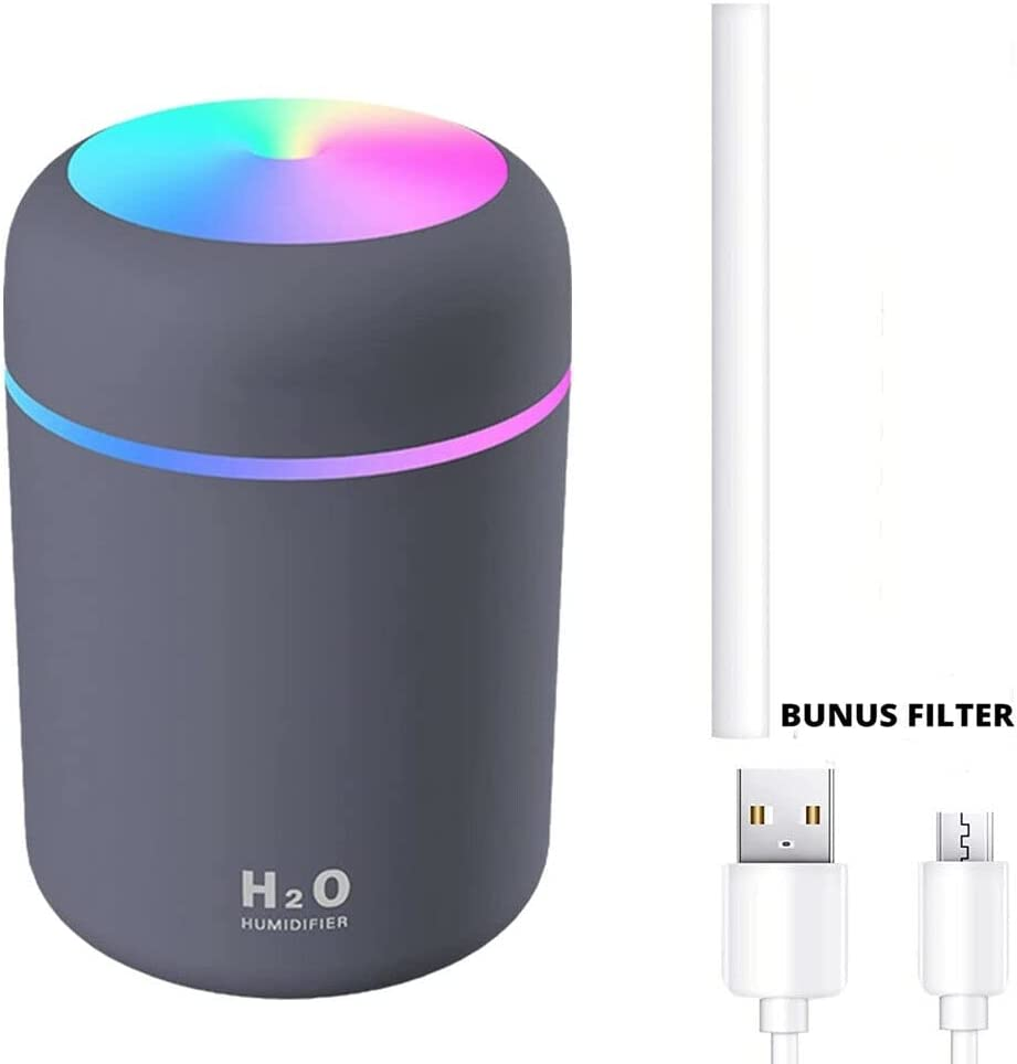 USB Car Air Purifier Diffuser Aroma Oil Humidifier Mist Led Night Light Home (300Ml Grey) image number 2