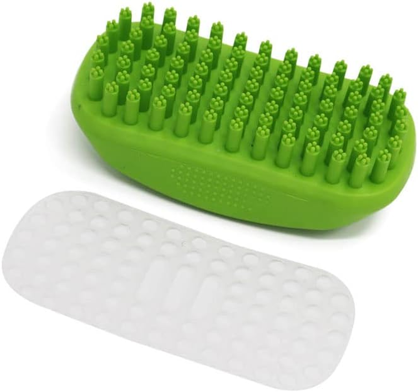 Dog Bath Brush,Soft Rubber Shampoo Brush,Non Slip and Comfortable,For Long Short Haired Dogs and Cats, Pet Grooming Brush,Green image number 2