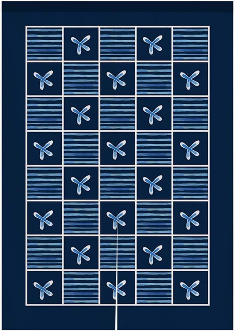 Japanese Indigo Noren Doorway Curtain Tapestry Shibori Tie Dye Pattern Door Curtain Rustic Boho Ethnic Room Divider Home Decoration, 29 X 35 Inches image number 3