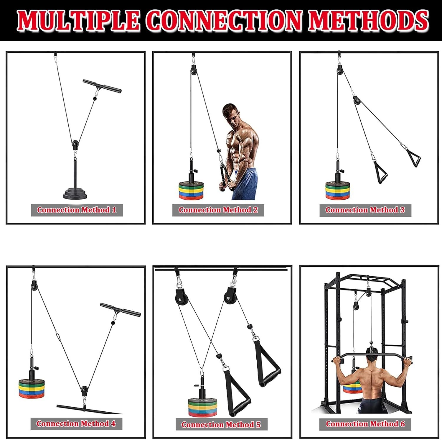 Cable Pulley System Gym Upgraded Home Strength Training Equipment Workout Accessories LAT Pull down Fitness for Triceps Pull down Biceps Curl Back Forearm Shoulder image number 5