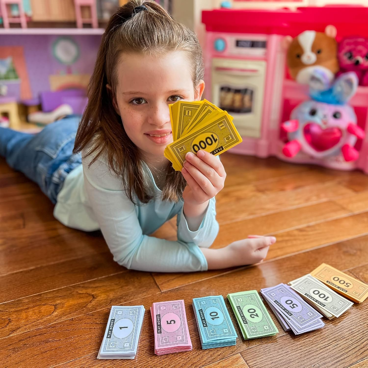 Opoly Play Money &ndash; 520Pcs Fake Money for Board Games &ndash; 65 of Each Bill in 8 Denominations &ndash; $1, 5, 10, 20, 50, 100, 500, & $1000 image number 3