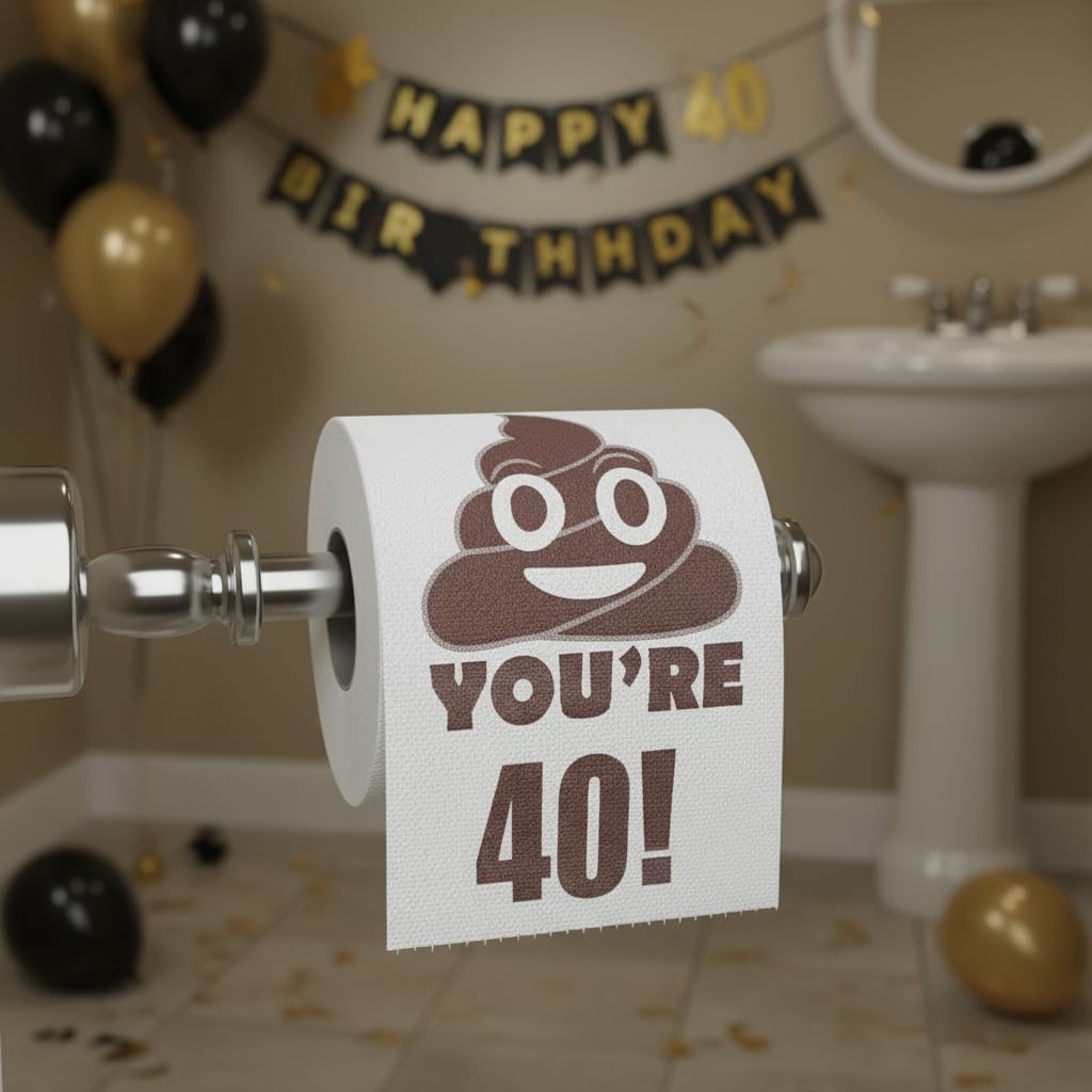 40Th Birthday Toilet Paper, Men & Women Gag Gift, 2-Ply 250 Sheets, 10X10Cm Size, Ideal for Birthday Decorations, Poop Prank, Compatible with 40Th Birthday Party Supplies &ndash; Geiwogwc image number 3