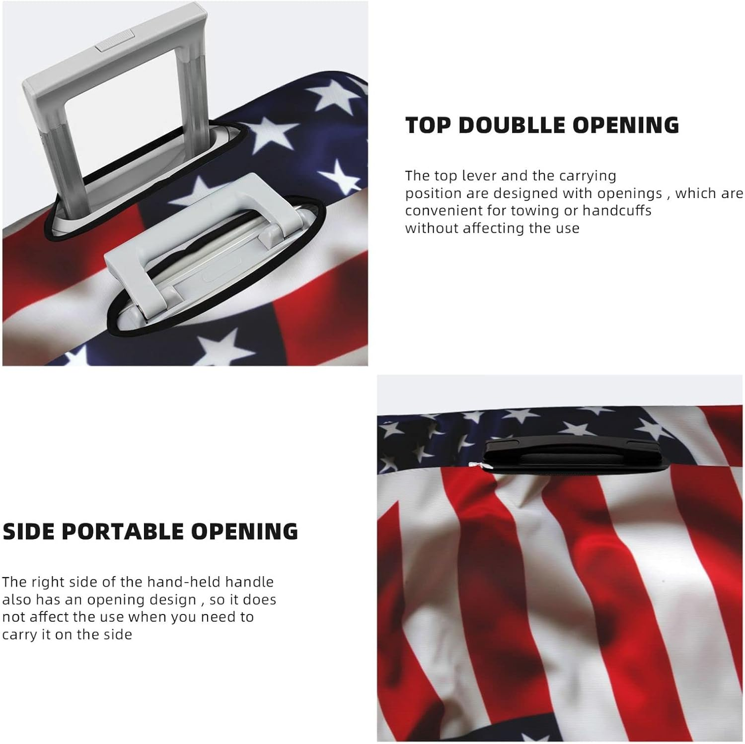 Obabo Dog Family Travel Luggage Cover,Washable Suitcase Cover Protector Anti-Scratch Suitcase Cover Fits 18-32 In, American Flag, L image number 4