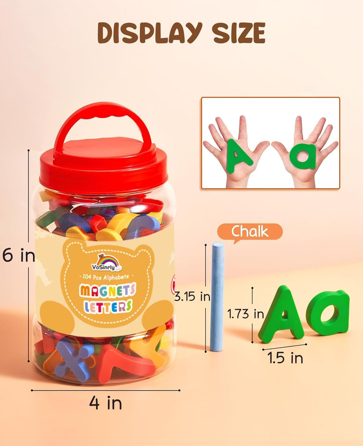 104 Pieces Magnetic Letters Numbers Alphabet Fridge Magnets ABC 123 Preschool Educational Learning Plastic Colorful Toy Set Uppercase Lowercase Math Symbols for Toddlers Kids
