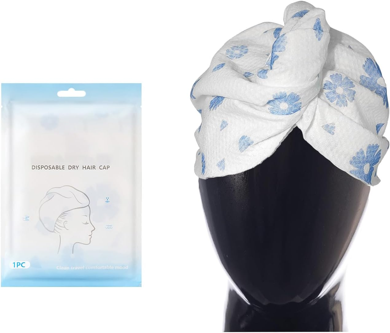 BOROLA 1PCS Disposable Hair Drying Towel Cap Super Absorbent Double Thick Travel Friendly Individually Packed Fast Drying Skin-Friendly Instant Absorption(25 * 65CM/9.8 * 25.5IN) image number 2