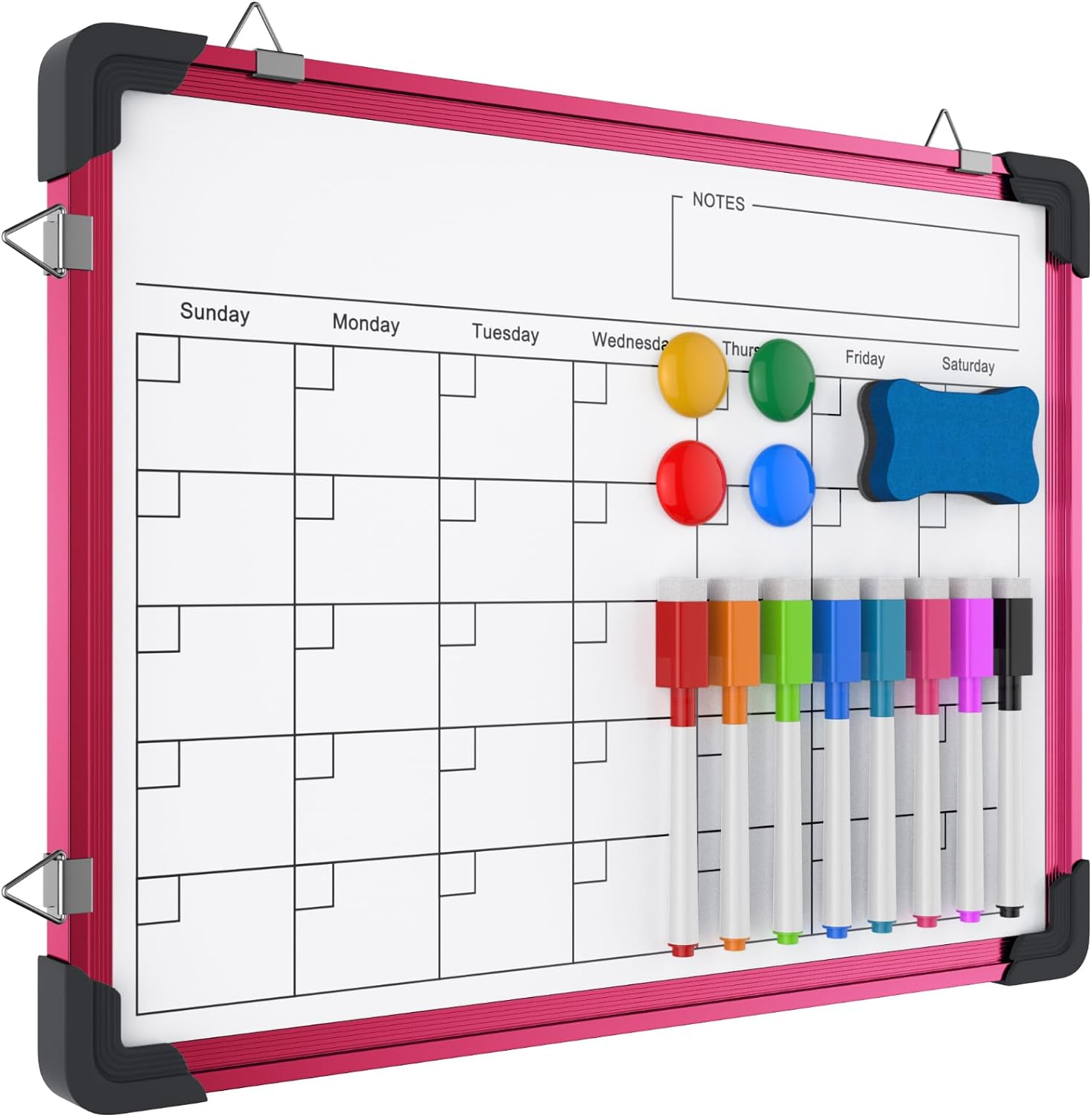 Dry Erase Calendar Whiteboard for Wall, Kwznob 16" X 12" Magnetic White Board Board, Small Wall Monthly Double Sided Boards Student, Home, Office (White)