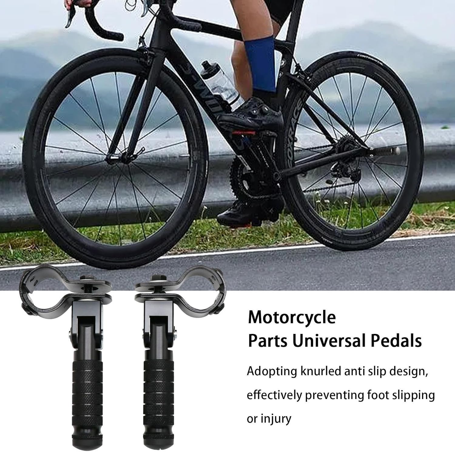 Passenger Foot Pegs | Metal Rear Foot Peg Rests 1 Pair,Foldable Motorbike Frame Foot Pegs for Passenger, Bicycles, Scooters, Motorbikes Puchen - Blue image number 6