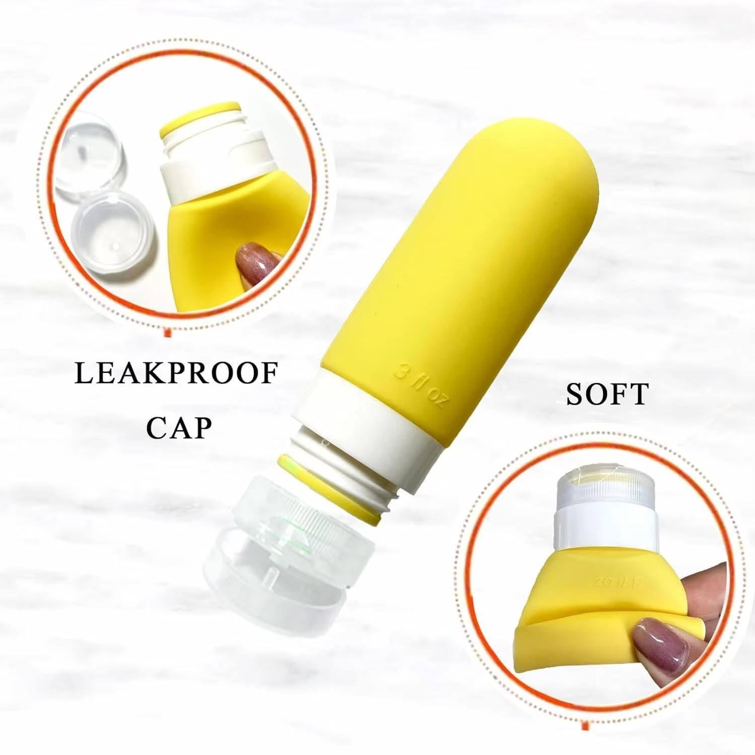 16 Pack Portable Travel Bottles Set, BPA Free Silicone, Leak Proof Squeezable Wide Mouth Containers for Toiletries, Shampoo, Lotion, Sunscreen, Conditioner, Hand & Body Wash, Refillable (White Pack) image number 4