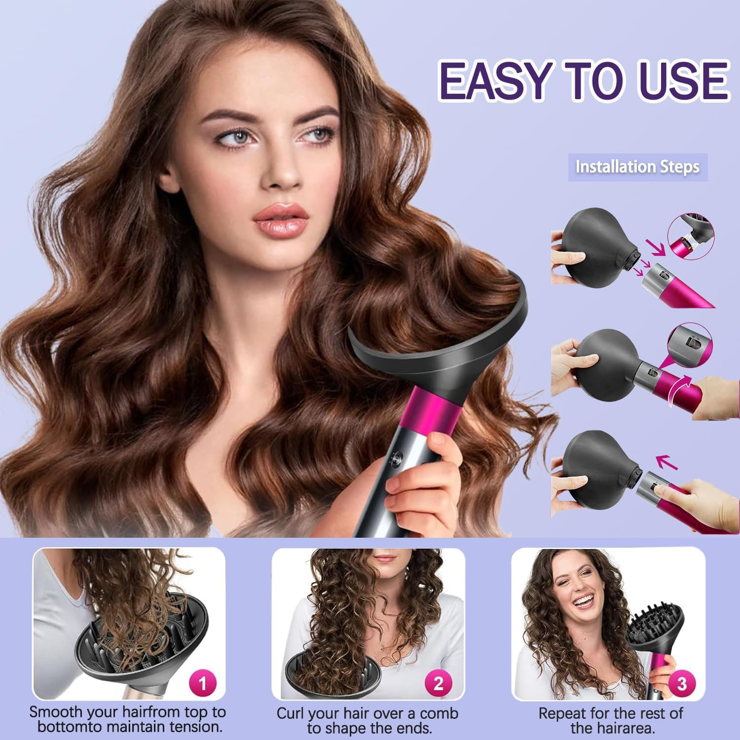 Upgraded Diffuser for Dyson Airwrap Attachment, Converting for Dyson Airwrap Styler to Hair Dryer Diffuser Nozzle Attachment, for Dyson Airwrap HS01 HS03 HS05 image number 4