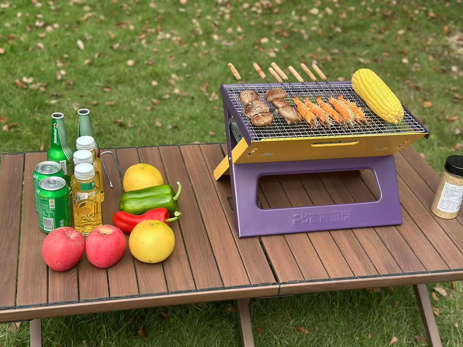 Portable Charcoal Grill with Folding Legs, 41 X 26 Cm Outdoor BBQ Grills, Camping Barbecue image number 5
