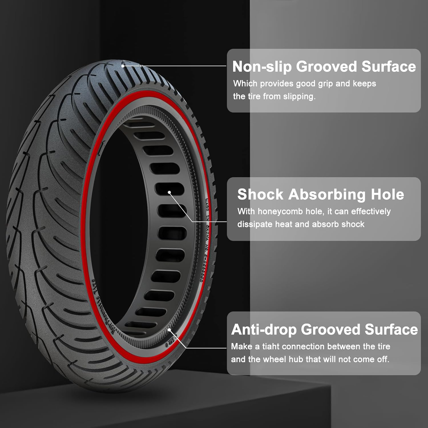8.5 Inch Solid Rubber Honeycomb Tyres for Xiaomi M365/Pro/Pro2/1S/Gotrax Gxl V2/XR Escooter, Universal Replacement Tyres Front and Rear Wheels image number 6