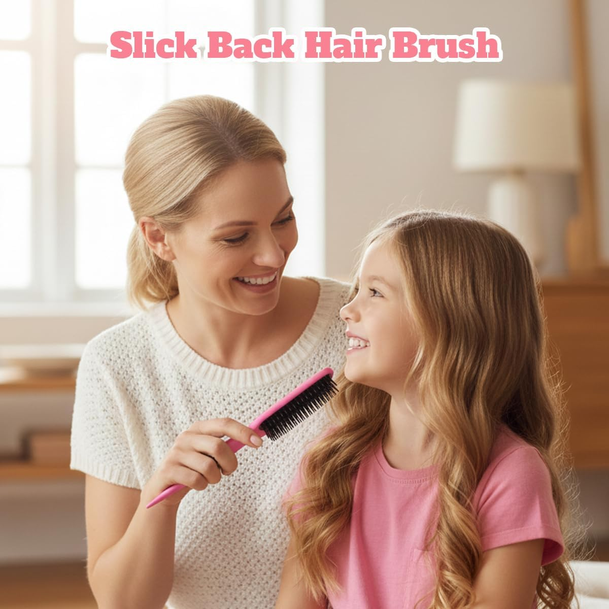 3 Pcs Slick Back Hair Brush, Edge Control Brush Kit - Includes Bristle Brush, Rat Tail & Parting Comb, Teasing Comb for Curly Hair, Sleek Ponytails, Smoothing Baby Hair & Flyaways for Women & Girls (Pink) - Black image number 4