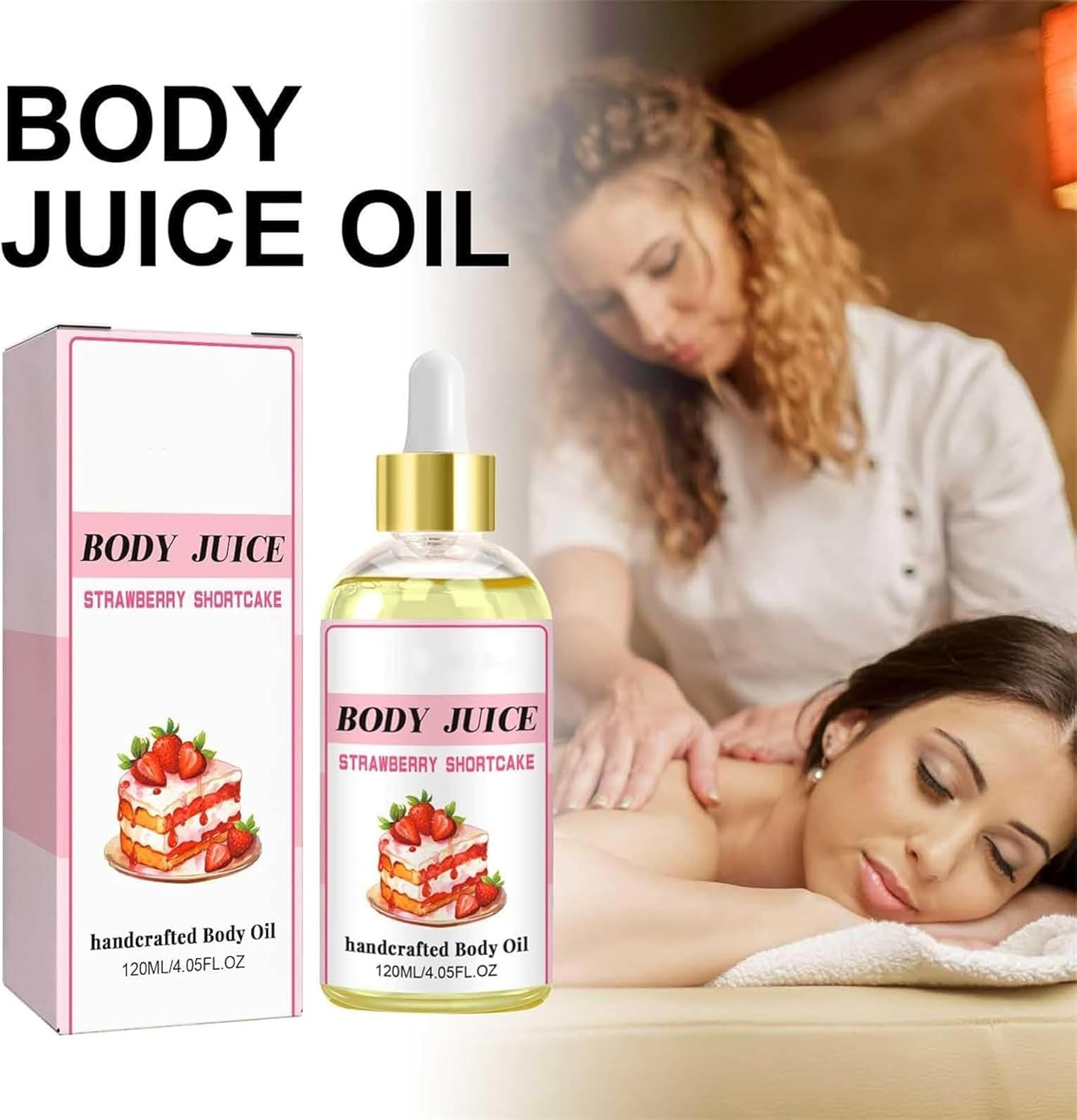 Body Juice Oil Strawberry Shortcake,Body Juice Oil Scent Strawberry,Strawberry Shortcake Body Oil,120Ml Handcrafted Body Oil for Women image number 3
