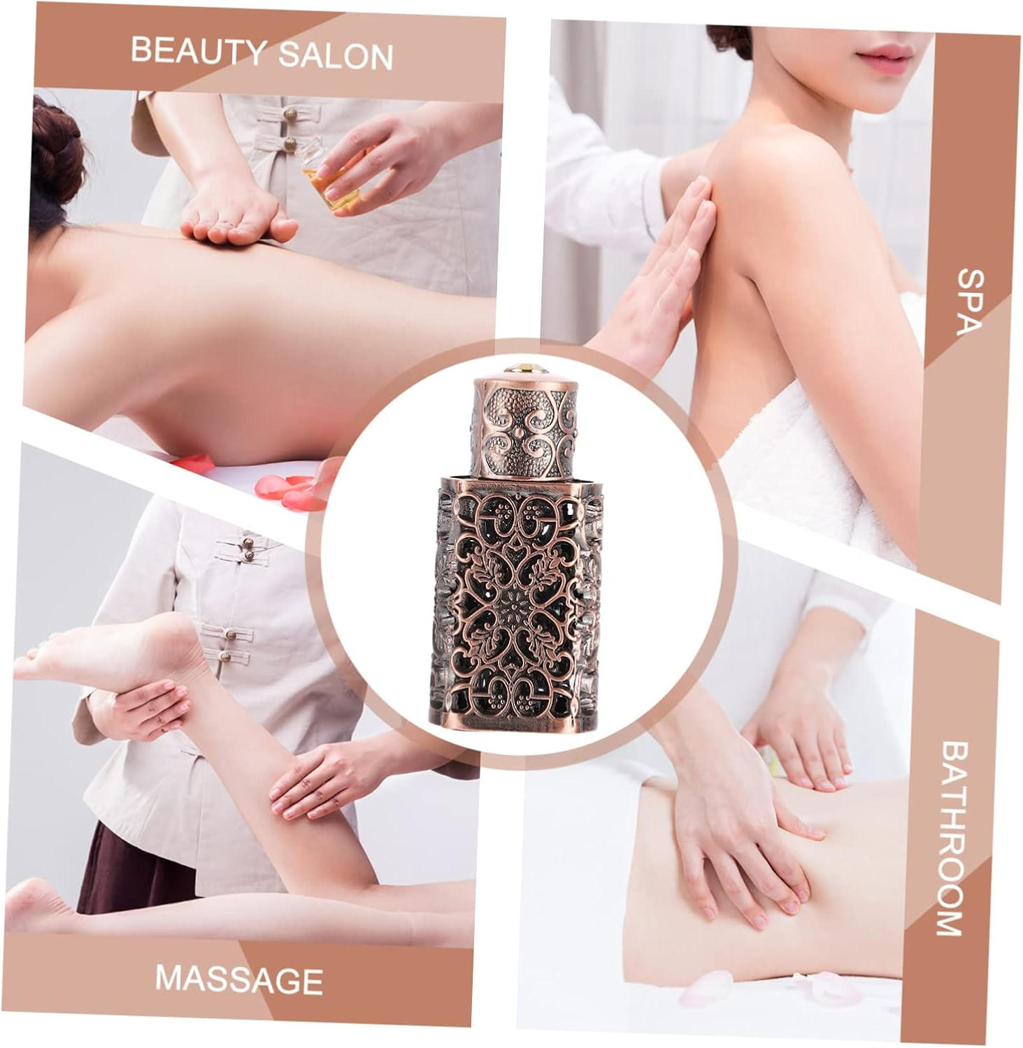 2Pcs Antique Perfume Spray Bottle Hollow Engraved Essential Oil Dispenser for Travel Refillable Vintage Container for Daily Use and Decoration image number 5