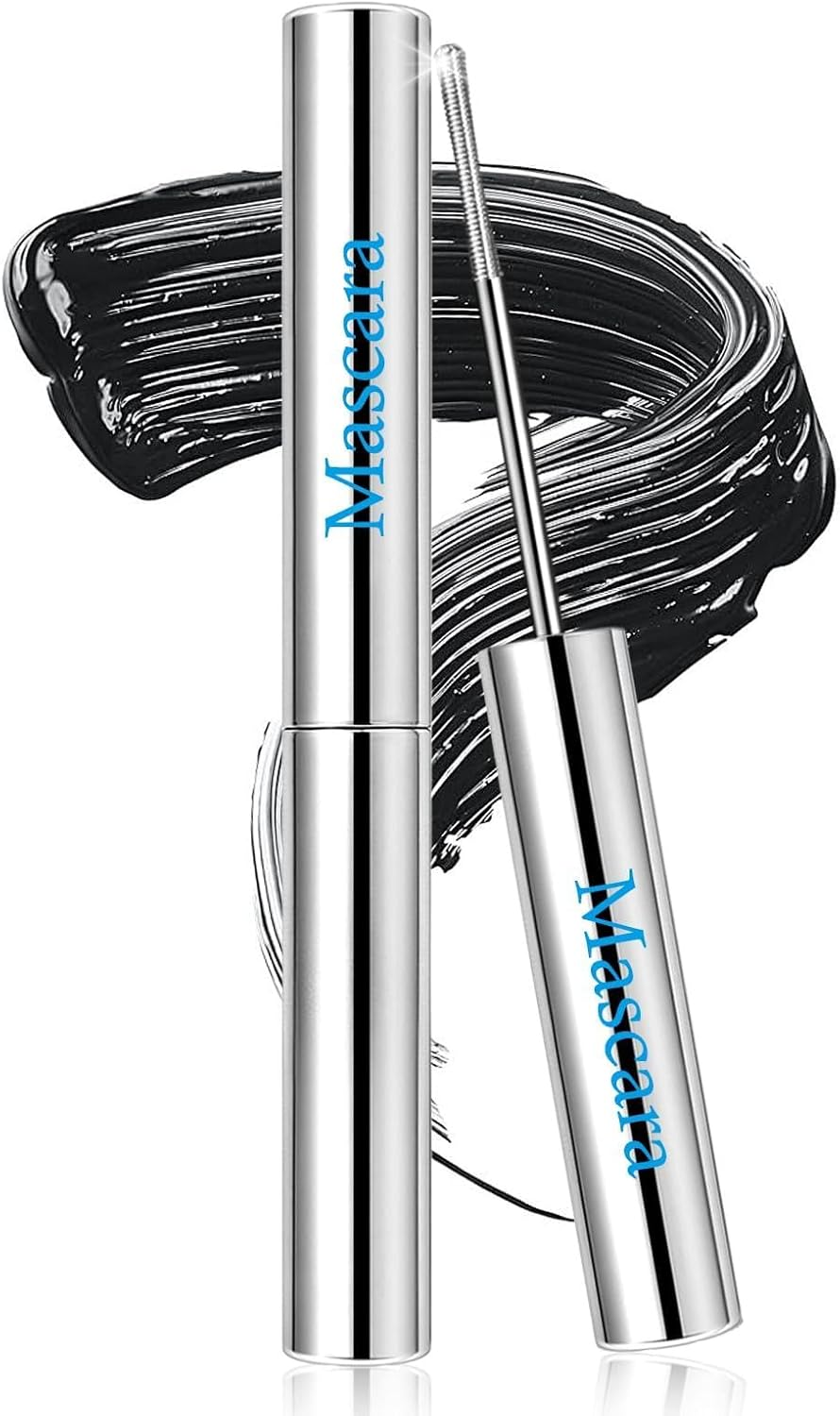 Noerrors Metal Iron Mascara Wand Black 3D Curls Volume Mascara for Natural and Defined Eyelashes, Extra Slim Non-Lumpy Washable Bristle Brush Dye Eyelashes image number 2