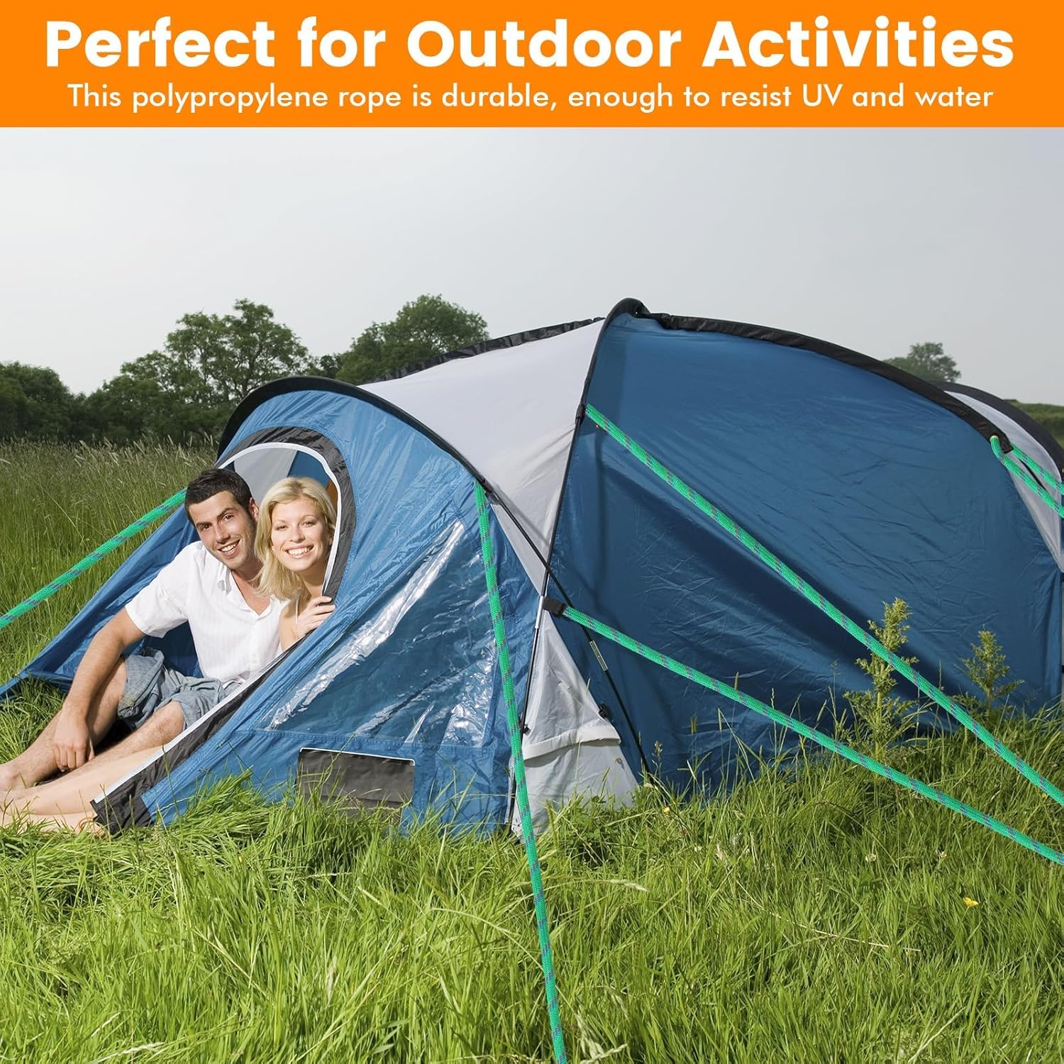 Maxxhaul 50227 3/8" X 50 Ft Diamond Braided Rope Extra Strength-Sunlight and Weather Resistant, Multicolor image number 5