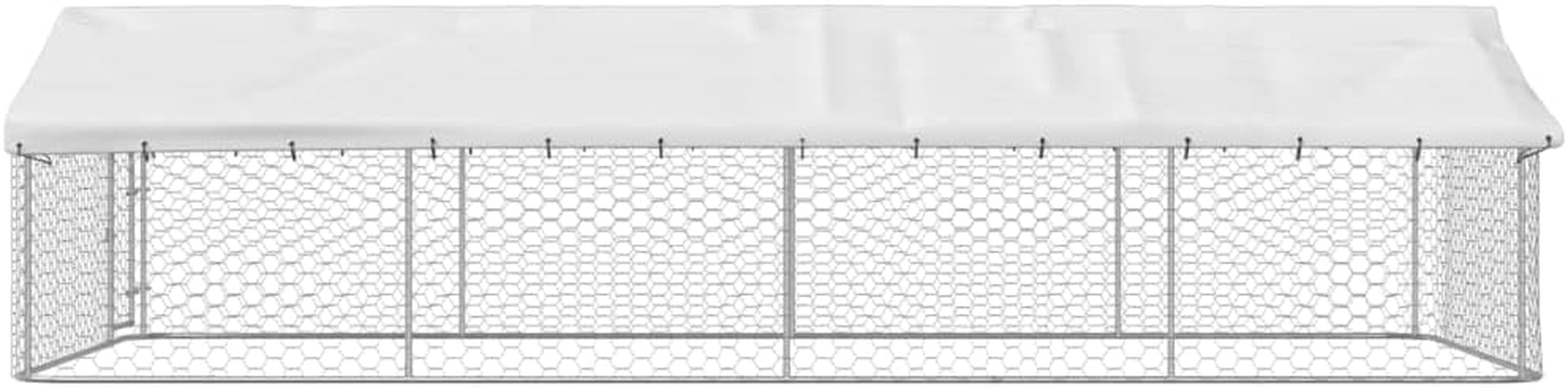 Vidaxl Galvanized Steel Outdoor Dog Kennel with UV Protected Roof and Lockable Latch System - Silver, Large Exercise Space (600X300X150 Cm) image number 5