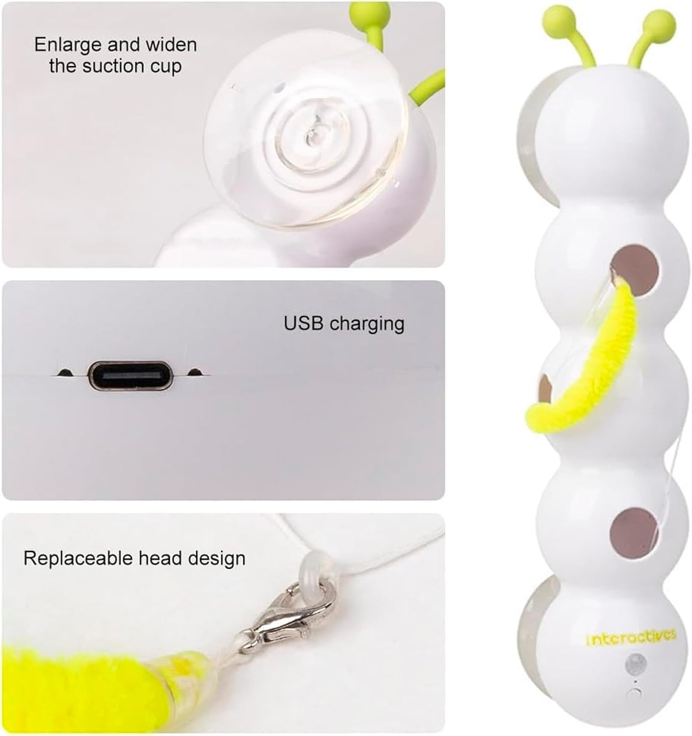 Emesak Caterpillar Smart Cat Toy &ndash; Interactive Caterpillar Cat Toy for Indoor Cats, Moving Bug Toy for Cats, Realistic Wiggle Motion, Fun & Engaging Cat Toys for Play and Exercise