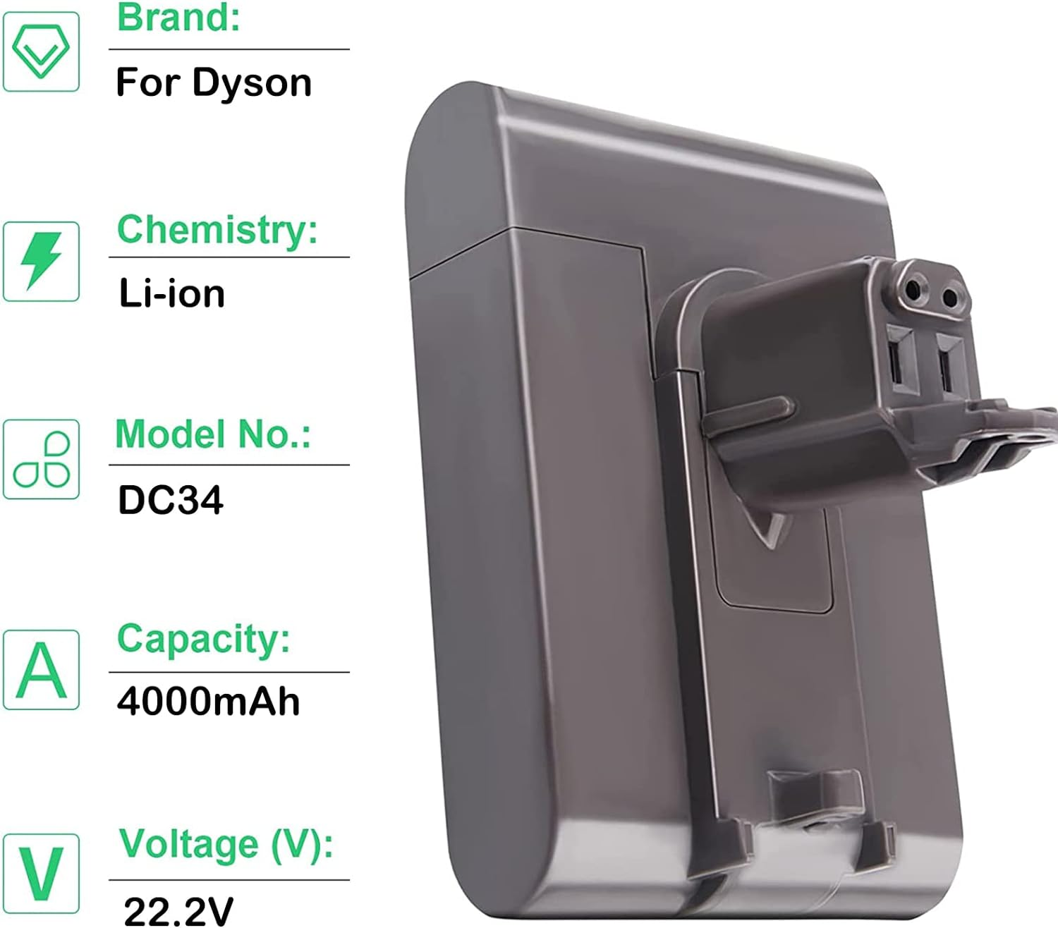 【Type B】 4000Mah DC31 DC35 (Type B) Replacement Battery for Dyson DC44 DC45 DC31 DC34, DC35 Animal Handheld Vacuum Cleaner 917083-01 17083-2811 18172-01-04 17083-4211 17083-04(Not Fit Type A) image number 6