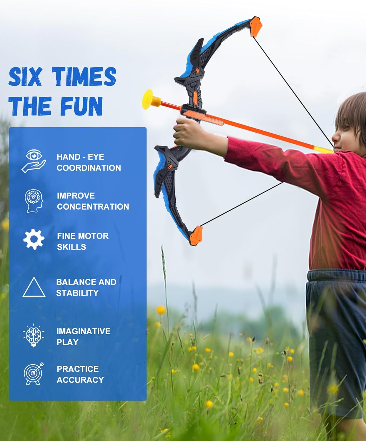 Kids Bow and Arrow Set, LED Light up Archery Toy Set, 10 Suction Cup Arrows, Target & Quiver, Indoor and Outdoor Kids Toys for Children Boys Girls, Christmas Birthday Gifts for Kids image number 3