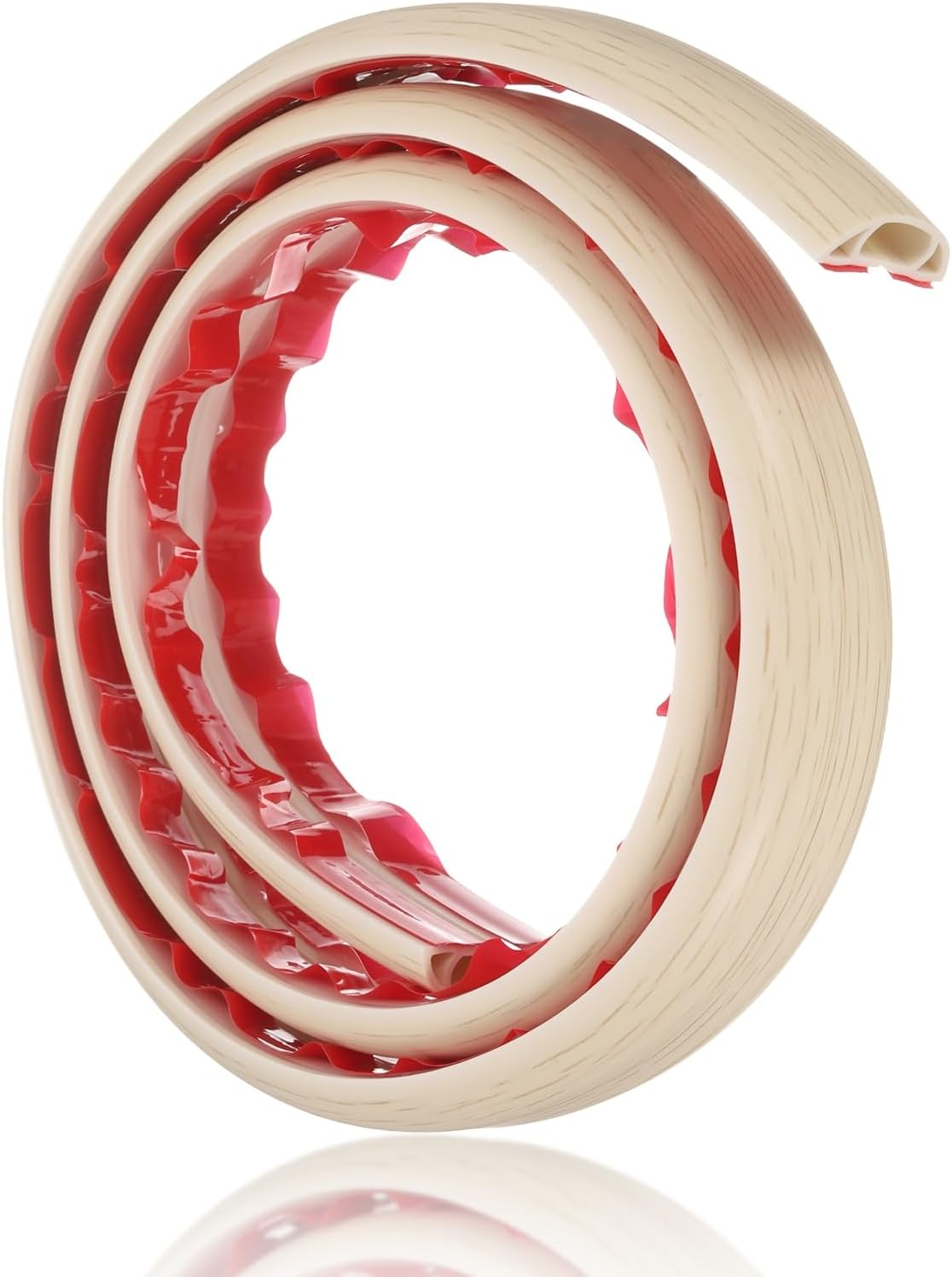 HARFINGTON 4Ft Cord Cover Floor W0.6 X H0.33 Inner Channel PVC Hide Extension Cable Floor Wire Hider Wire Covers Protector for Prevent Cable Trips Cables Management, Wood Beige image number 2