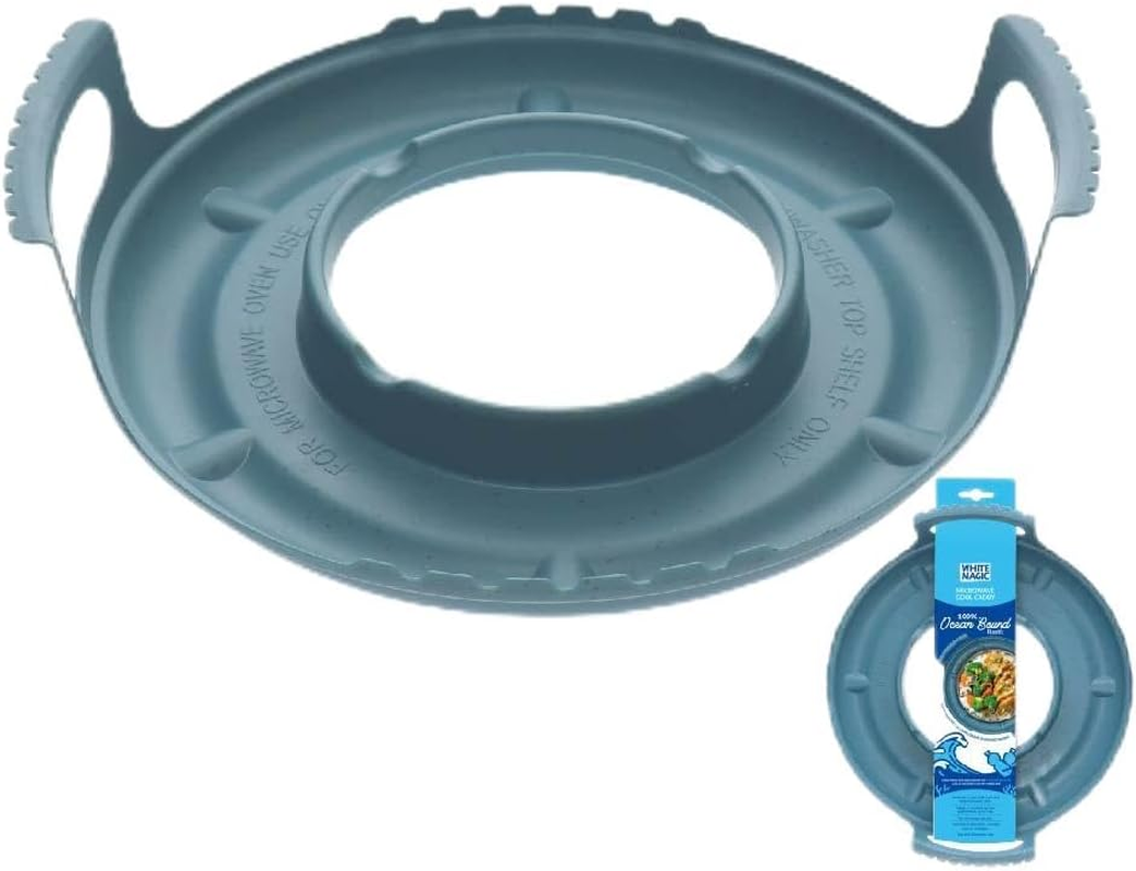 White Magic 100% Ocean Bound Plastic Microwave Cool Caddy &ndash; Spill-Proof Microwave Holder with Raised Edges | Bpa-Free, Dishwasher & Freezer Safe, Protects Hands from Burns image number 2