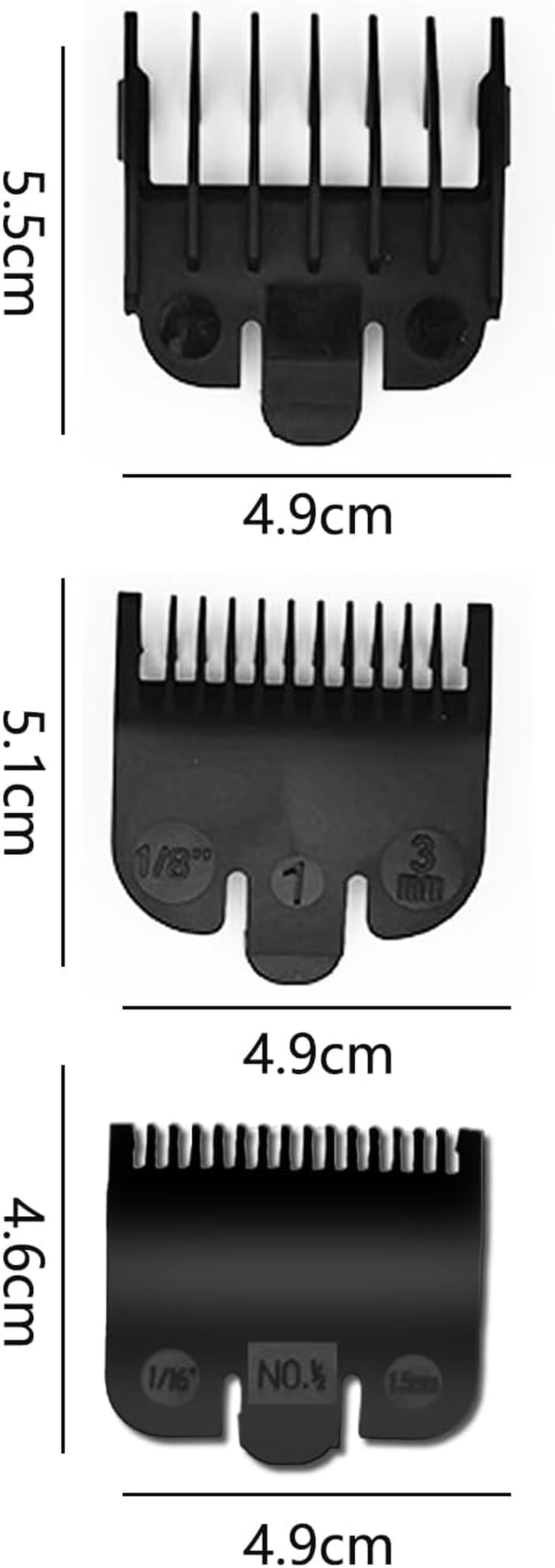 3 Professional Hair Clipper Guards Set Compatible with Wahl Clipper Guards, Clipper Guides Replacement 3 Piece Set Black Color 1/16 Inch to 3/16 Inch for Hair Clippers image number 1