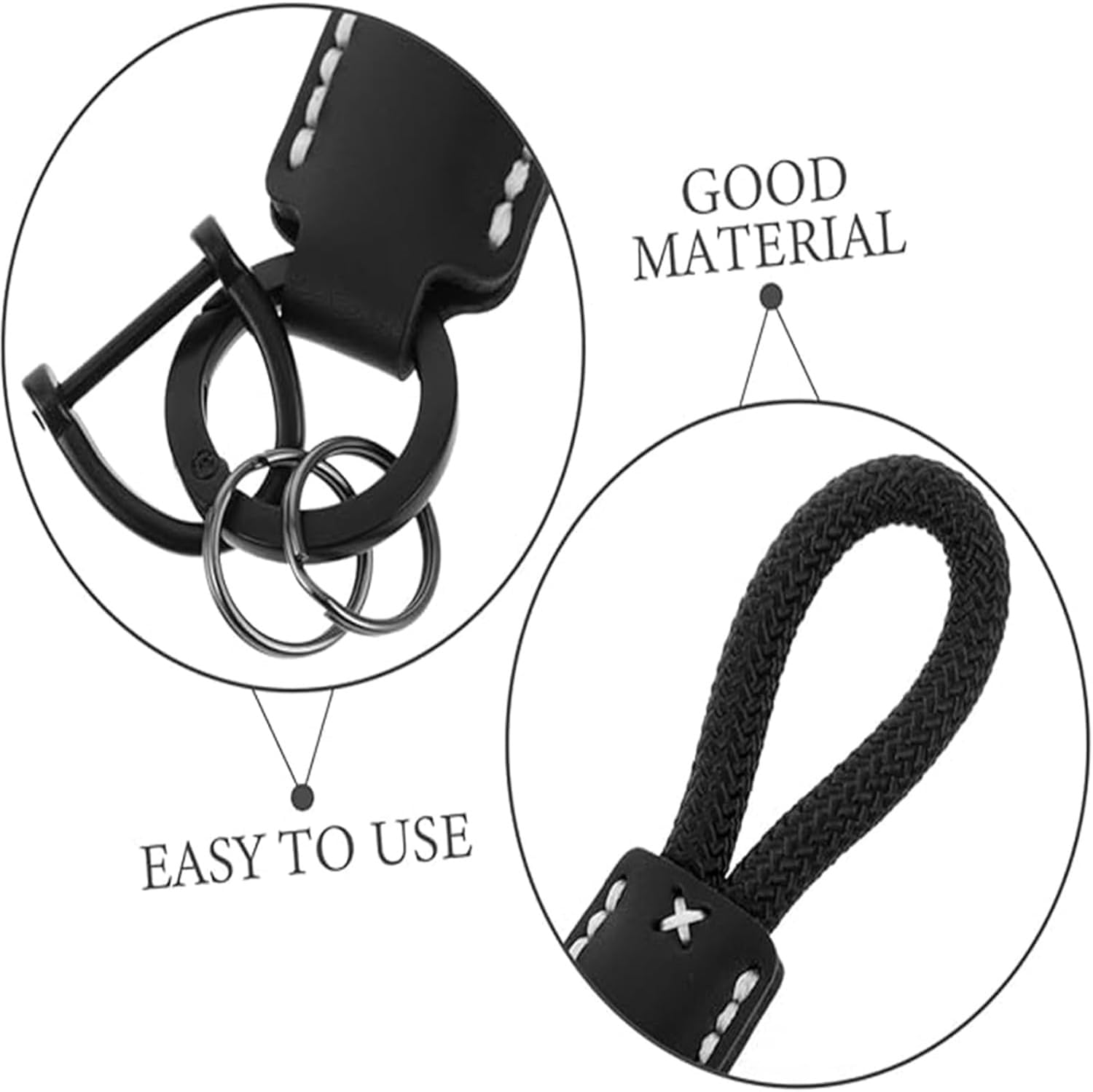 BYD Key Case, Honeycomb Texture Silicone Remote Control Key Cover with Metal Leather Lanyard for BYD ATTO 3/Dolphin/Seal/Sealion 6/Shark 6/Sealion 7 (Black) image number 5