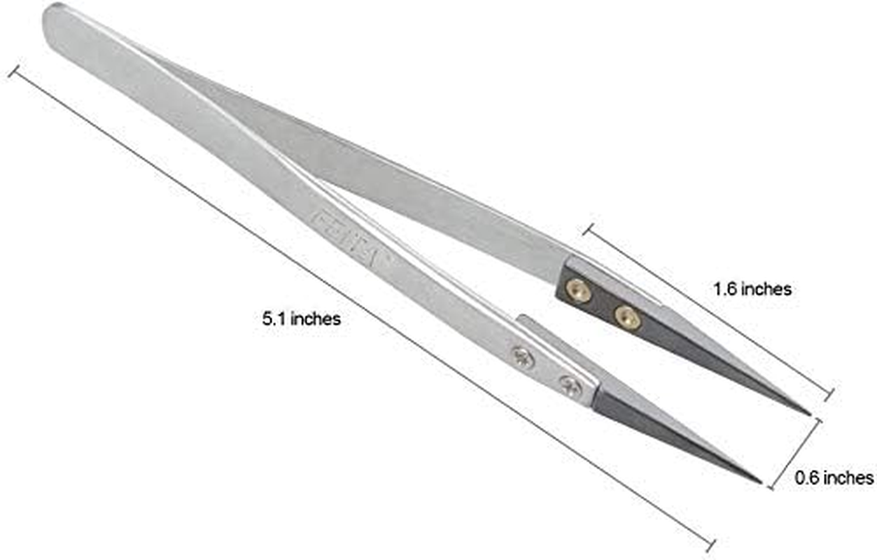 FEITA Black Pointed Ceramic Tip Tweezers - Precision Stainless Steel Tweezer for Electronic Repair, DIY Hobby (1 Pc) image number 5