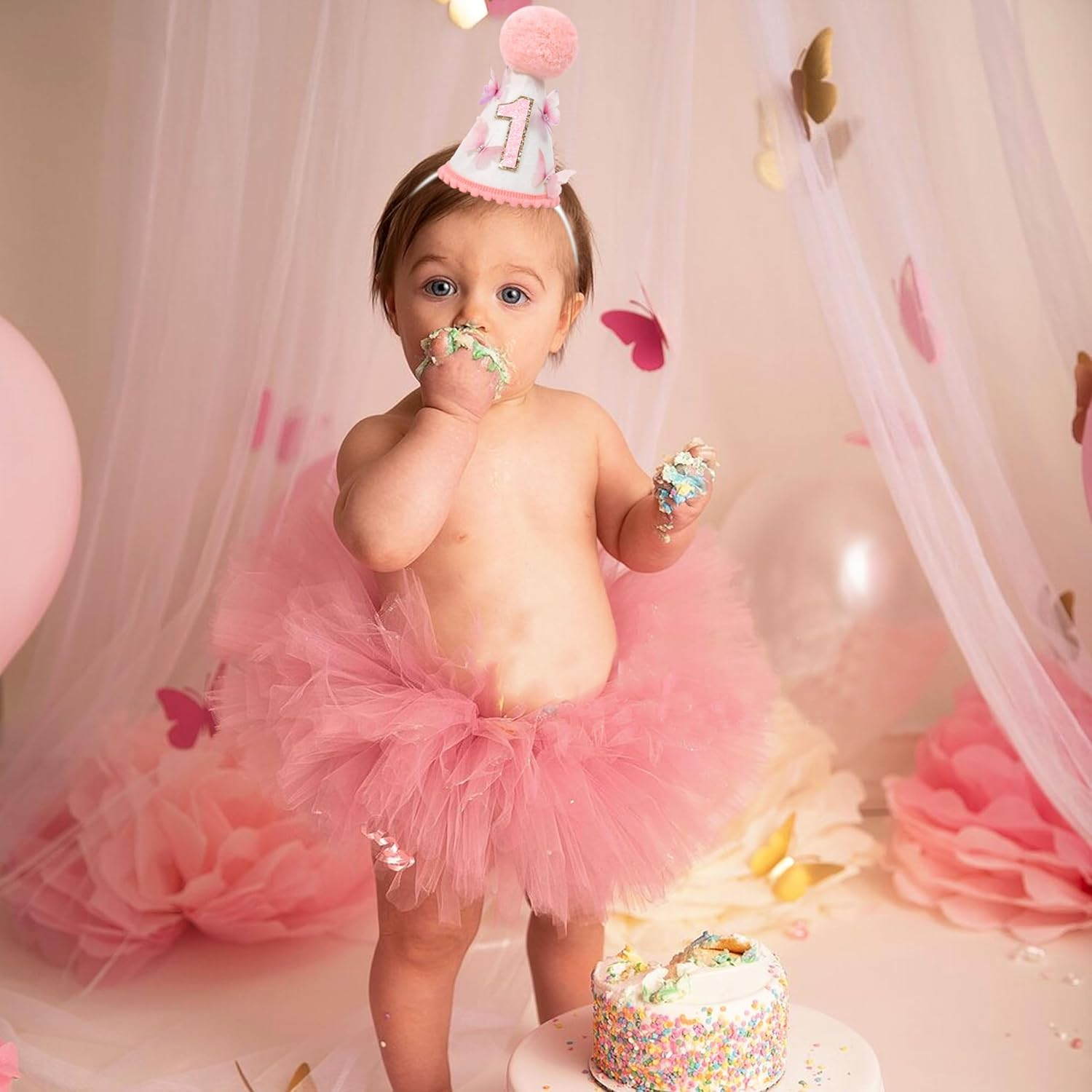 Pink Butterfly 1St Birthday Hat - Fairy, Butterfly, Girls 1St Birthday Party Decoration, Photo Prop, Cake Smash