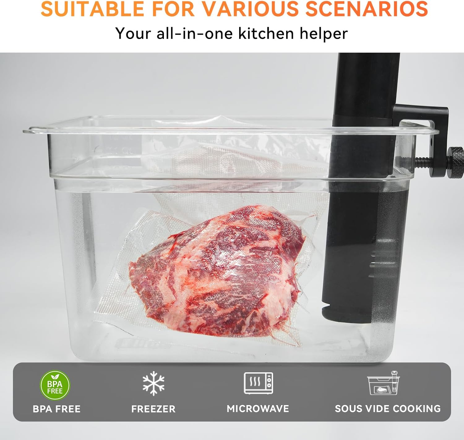 4 Pcak 20Cmx6M 28Cmx6M Vacuum Sealer Bags Food with Cutter, Wevac Vacuum Seal Bags BPA Free, Commercial Grade Compatible with All Vac Machines, Food Saver, Sous Vide and Great for Storage image number 1