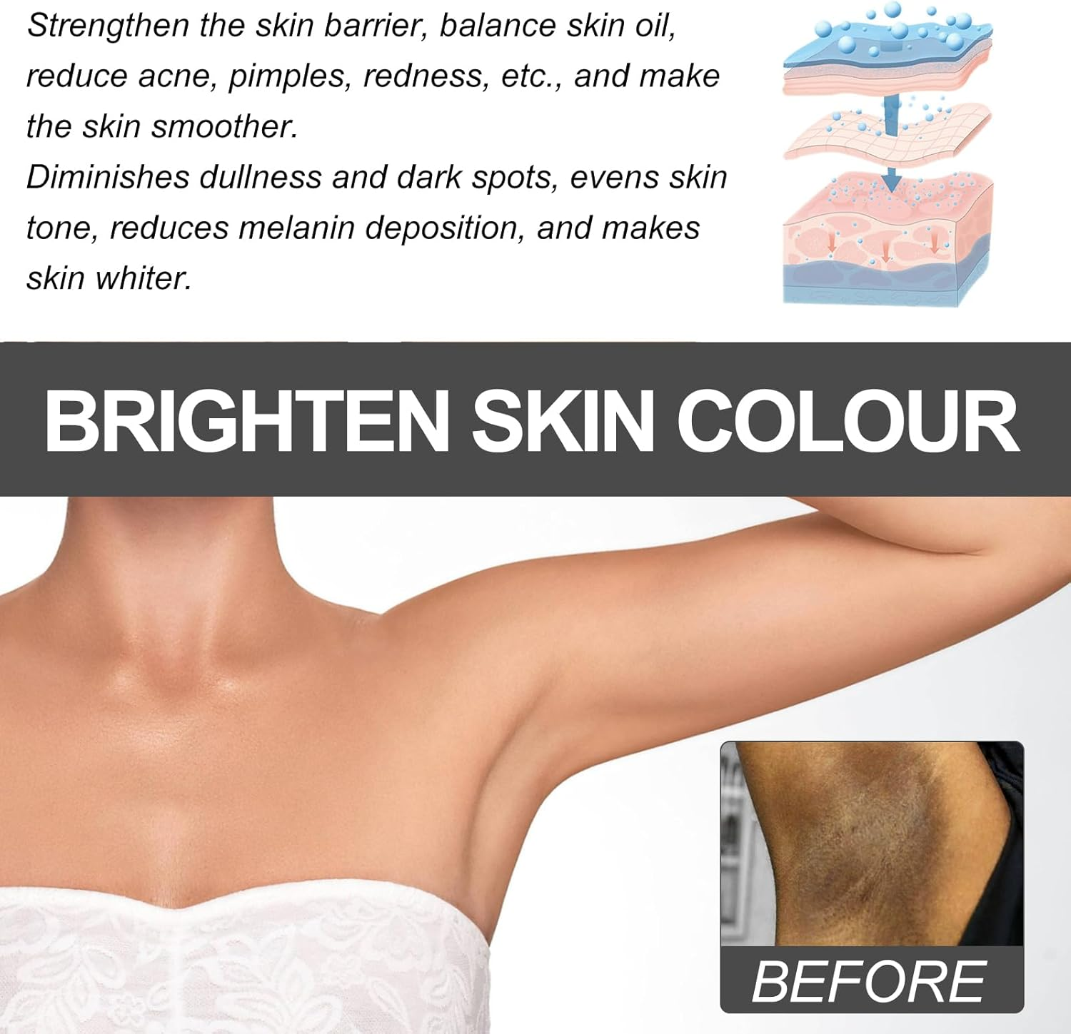 Snow Bleach Oil Skin Whitening and Brightening Serum for Underarm Thigh Bikini Area with Niacinamide Vitamin C Extracts