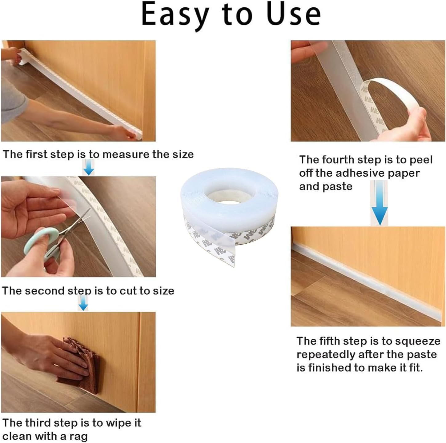 32.8FT Transparent Silicone Weather Stripping Door Seal Strip for Doors, Windows & Shower Glass Gap No Residue, under Door Draft Stopper, Silicone Sealing Tape image number 4