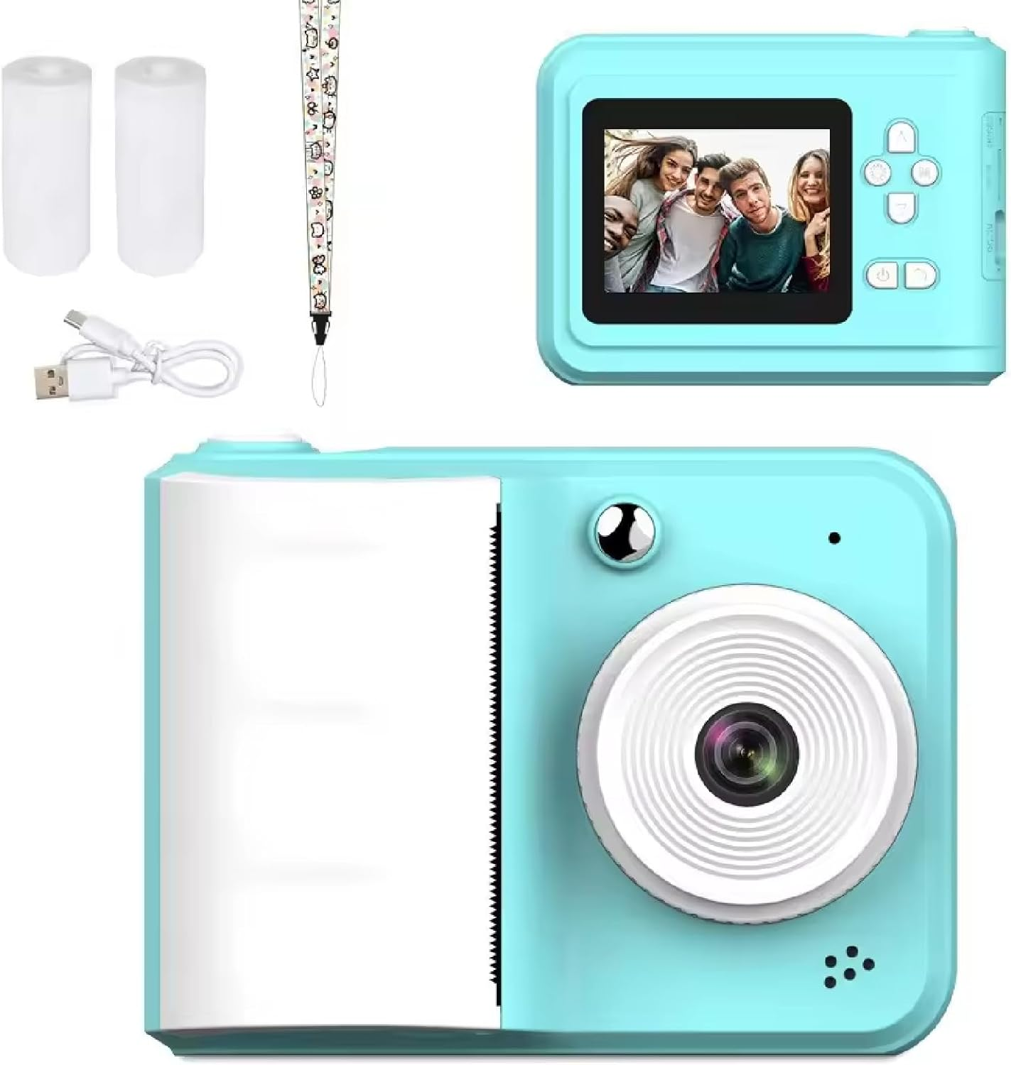 MENDUNER 1080P Instant Print Camera - 48MP Thermal Printer with 1800Mah Battery, 2.4" Color Screen, 3 Rolls Printing Paper for Travel, Parties, and More (Blue)