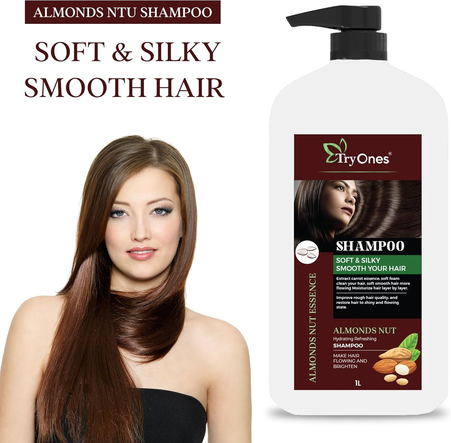 Almond Nut Hair Shampoo Thick and Glossy Shampoo|For Gorgeous Shiny Hair |With the Goodness of Badam Shampoo_1000_Ml image number 3