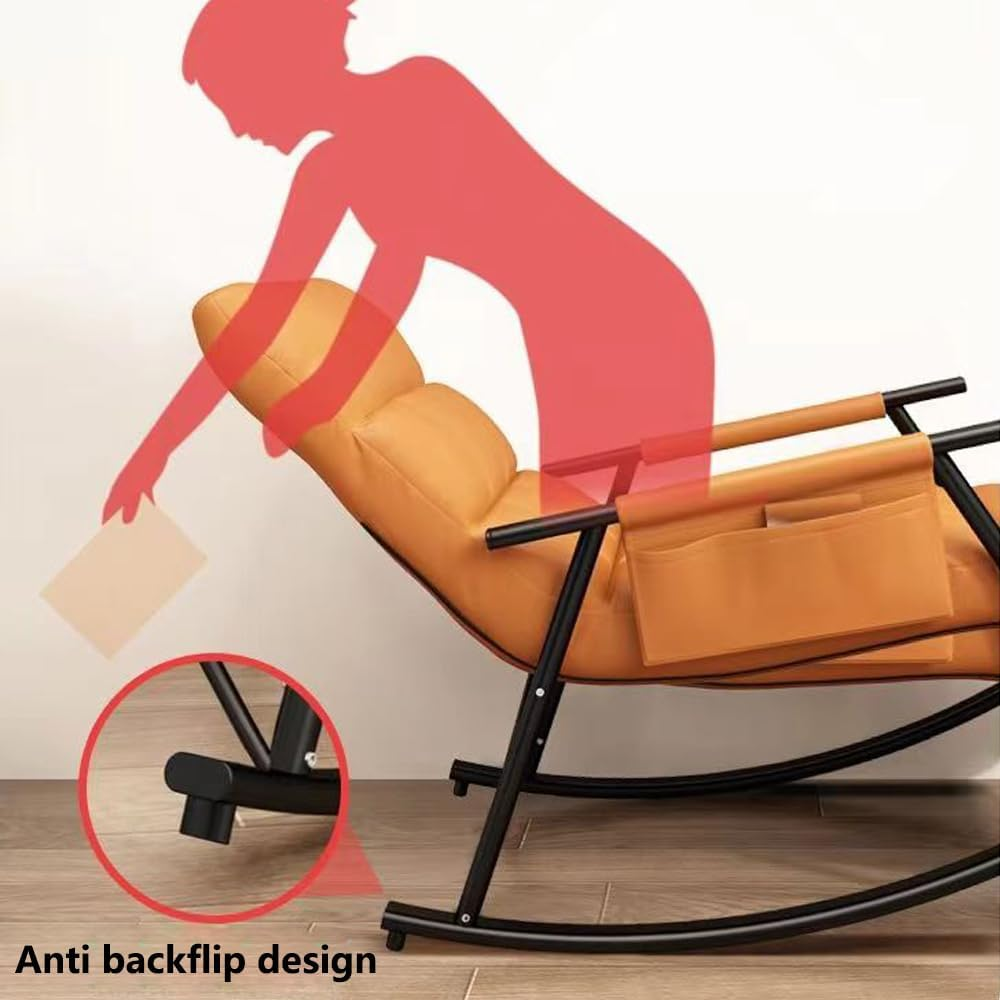 Hbluefat Modern 5 Speed Adjustable Relax Rocking Armchair - Stylish Lounge Sofa Chair for Lie, Sleep, Reading in Living Room, Bedroom, Balcony, Courtyard (Yellow) image number 4