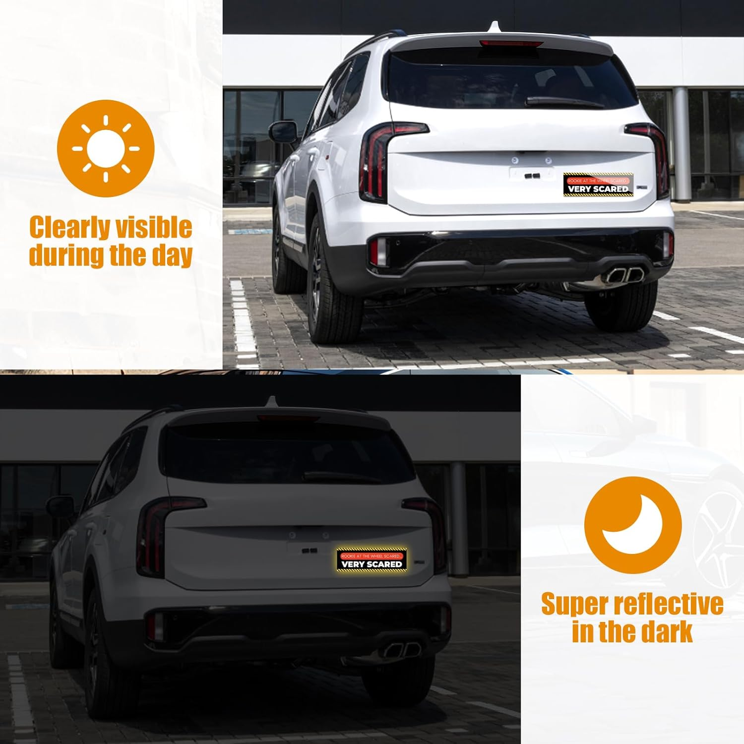 5Pcs New Driver Magnet, 9.45X3.15 Inch Reflective Magnetic Novice Driver Sign for Bumper Safety Warning Stickers for Beginners Student Car Drivers image number 1