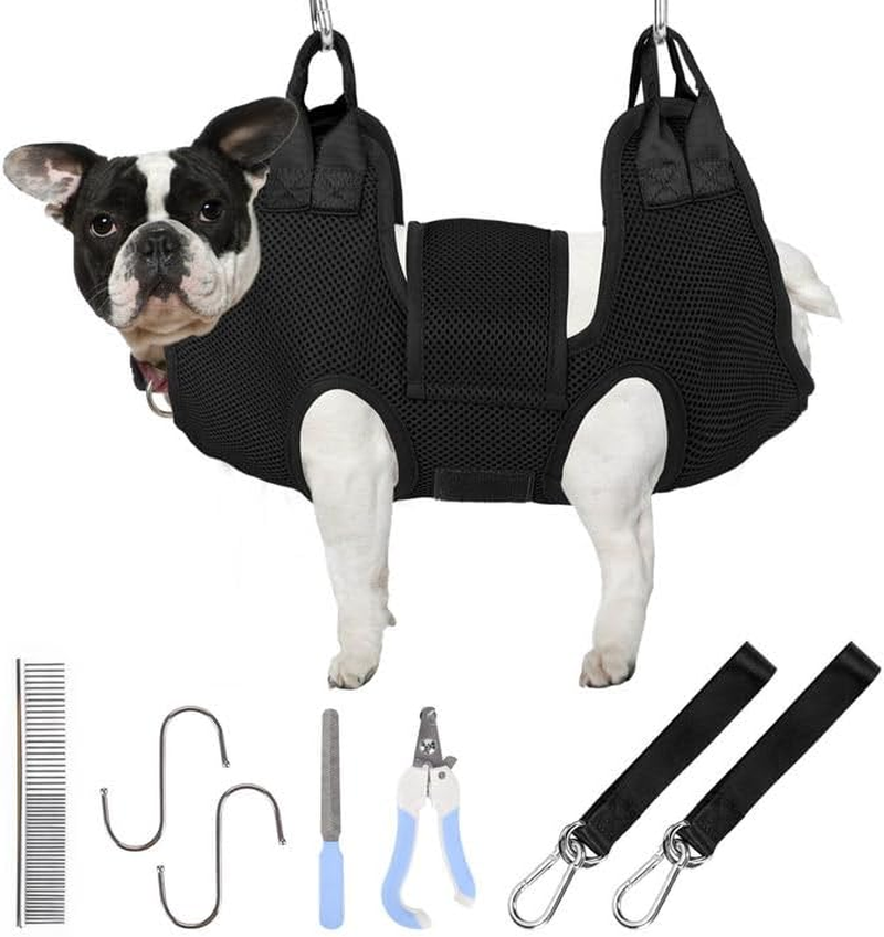 Patiencet Cat Grooming Hammock Pet Hammock Cat Nail Clipper Hammock for Nail Trimming Dog Sling for Nail Clipping Dog Hanging Harness (Black XS)