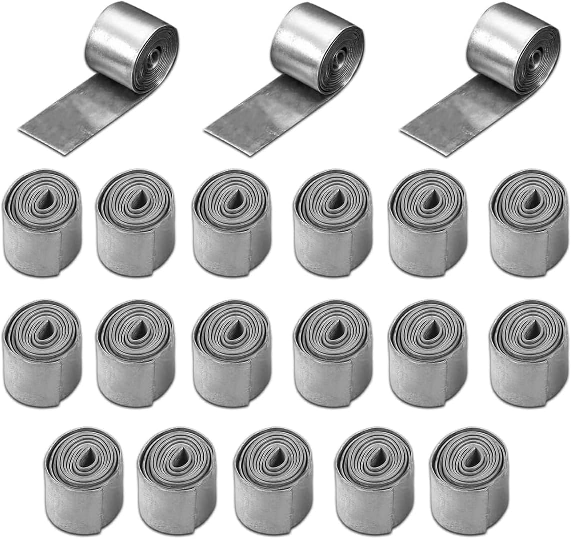 AIMALL 20PCS Lead Rolls for Competitive Fishing, 1Mm Thick Lead Leather Strips for Fishing Gear, Multi-Size Electrolytic Lead Roll for Balancing Weight, Easy-To-Use Fishing Tackle Accessories
