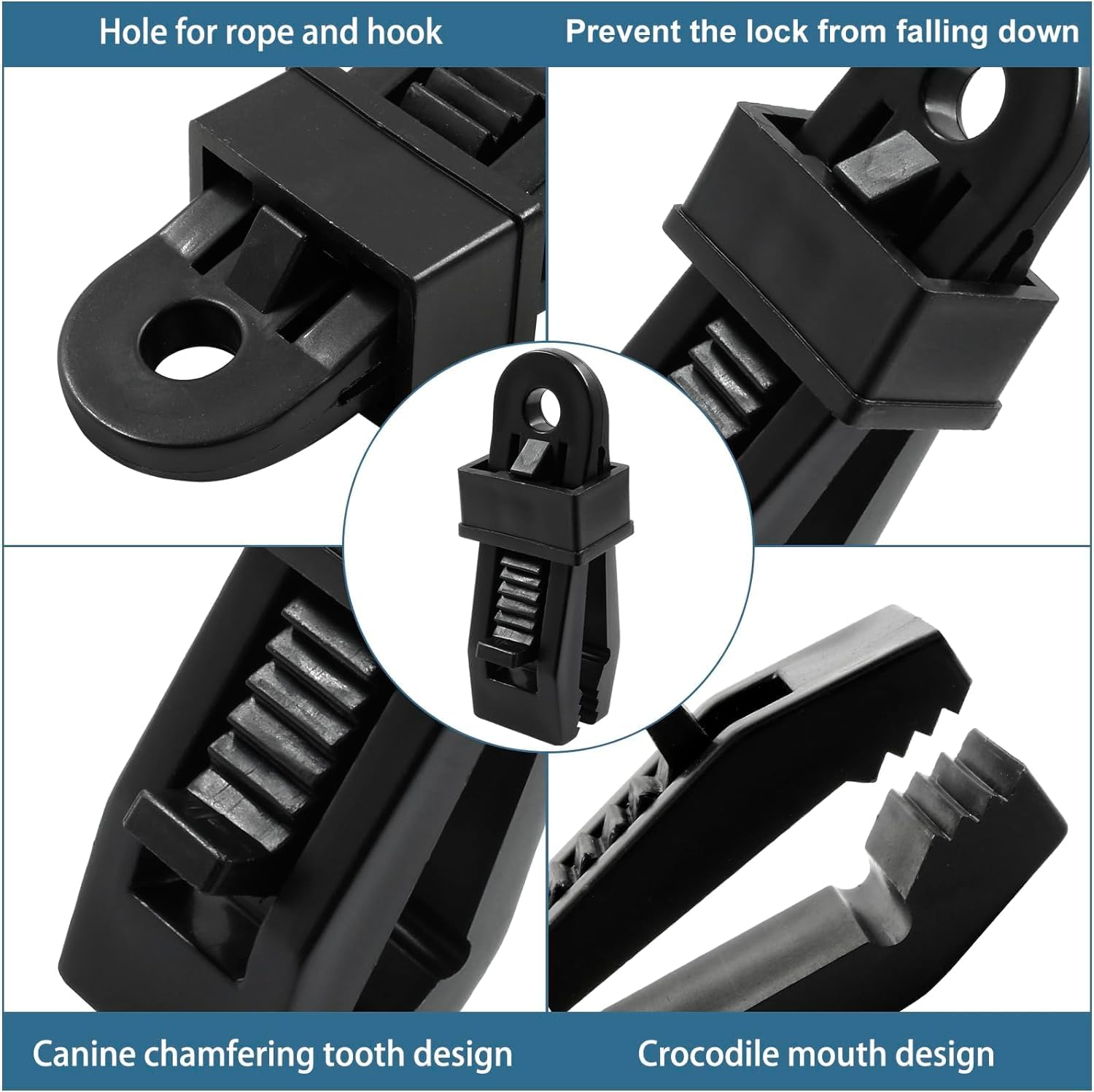 Black Tarp Clamps Heavy Duty - 15Pcs Tent Tarpaulin Clips with Lock Grip Thumb Screw - Camp Tent Clamp for Outdoor Use image number 1