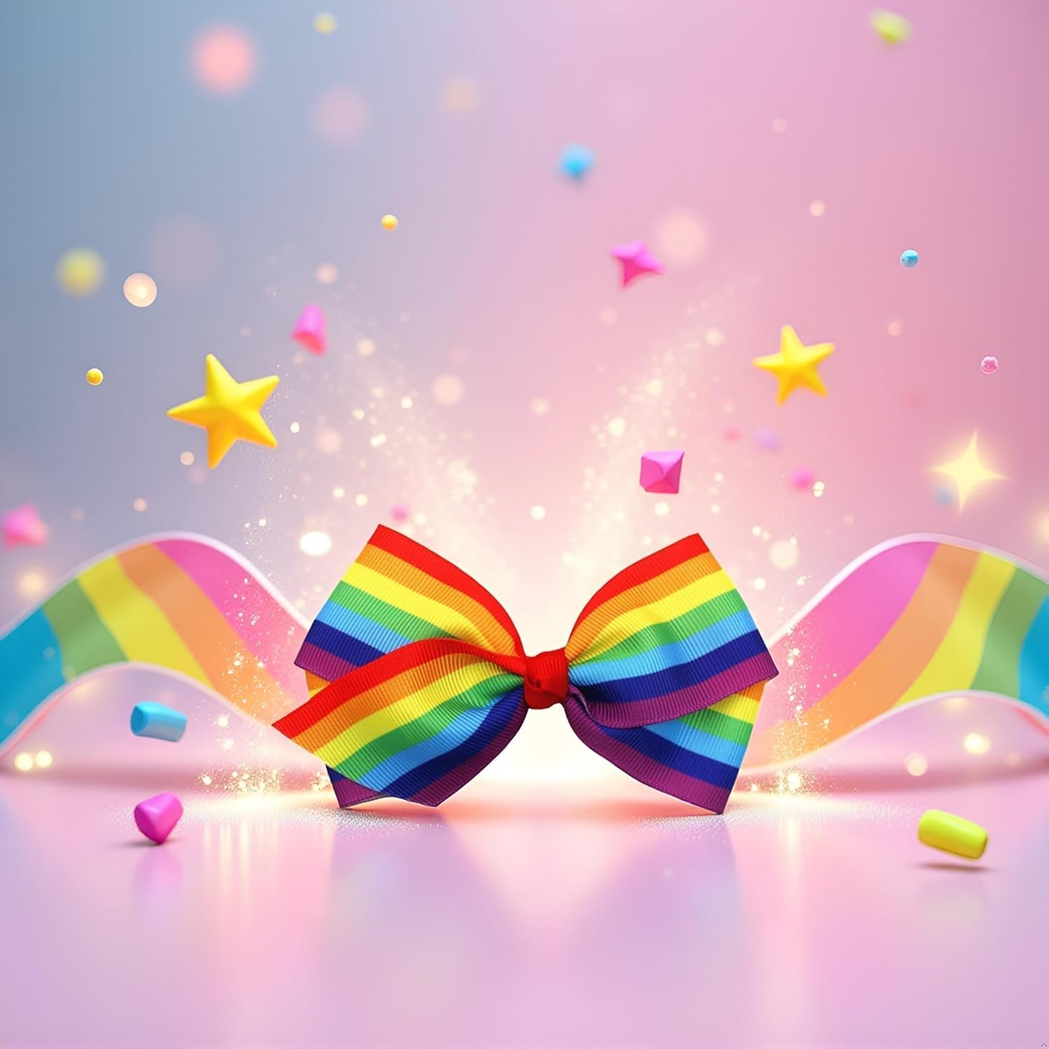 2 Pcs Rainbow Hair Clips Hair Bow for Women Girls Rainbows Hairs Accessories Pride Day Hair Accessories,Ribbon Hair Clip,Clips and Barrettes (4Inch Rainbow) image number 5