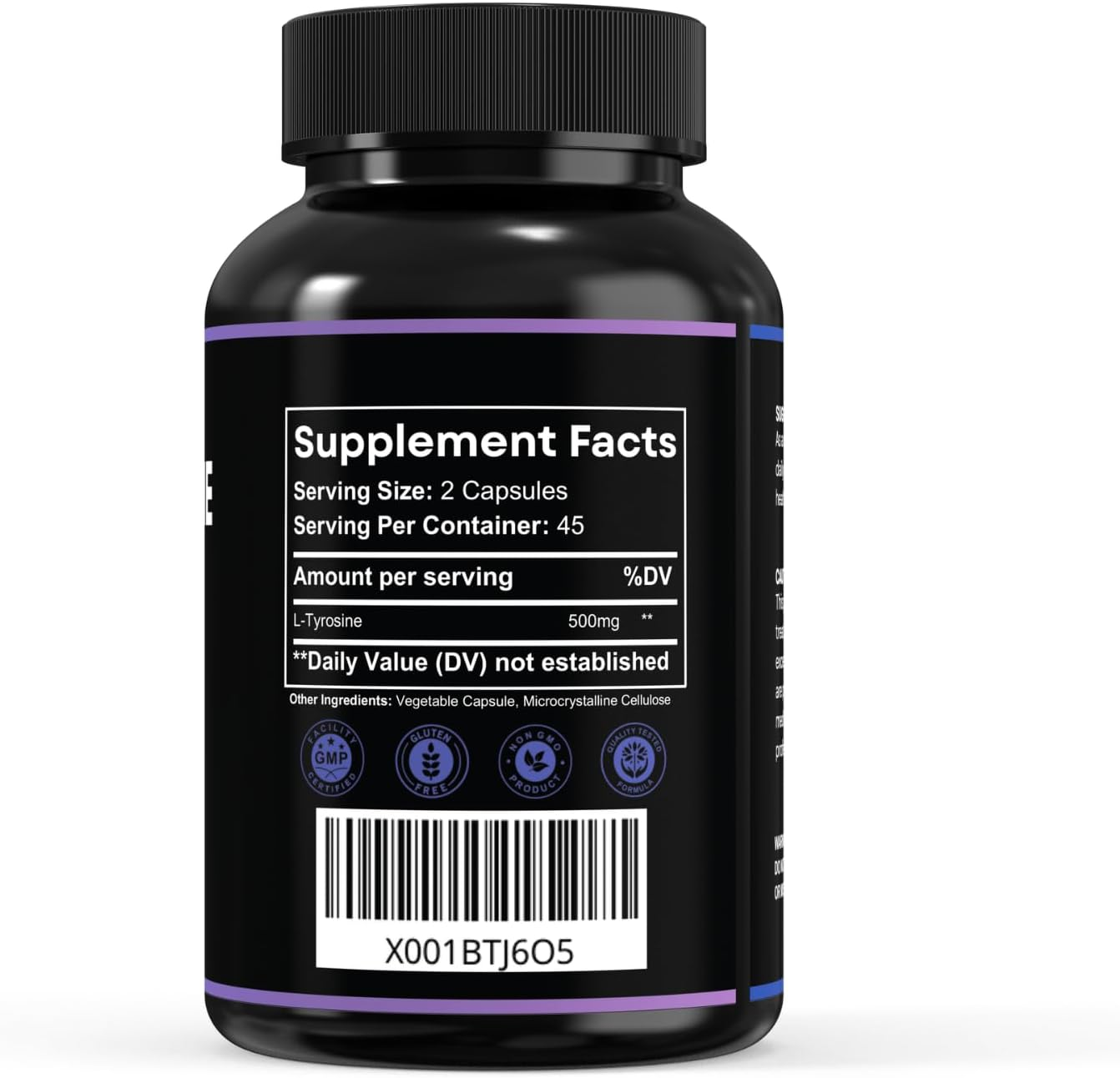 L-Tyrosine 500Mg &ndash; 90 Vegan Capsules | Non-Gmo, Gluten-Free, No Fillers | Dietary Supplement for Adults by MAYN image number 6