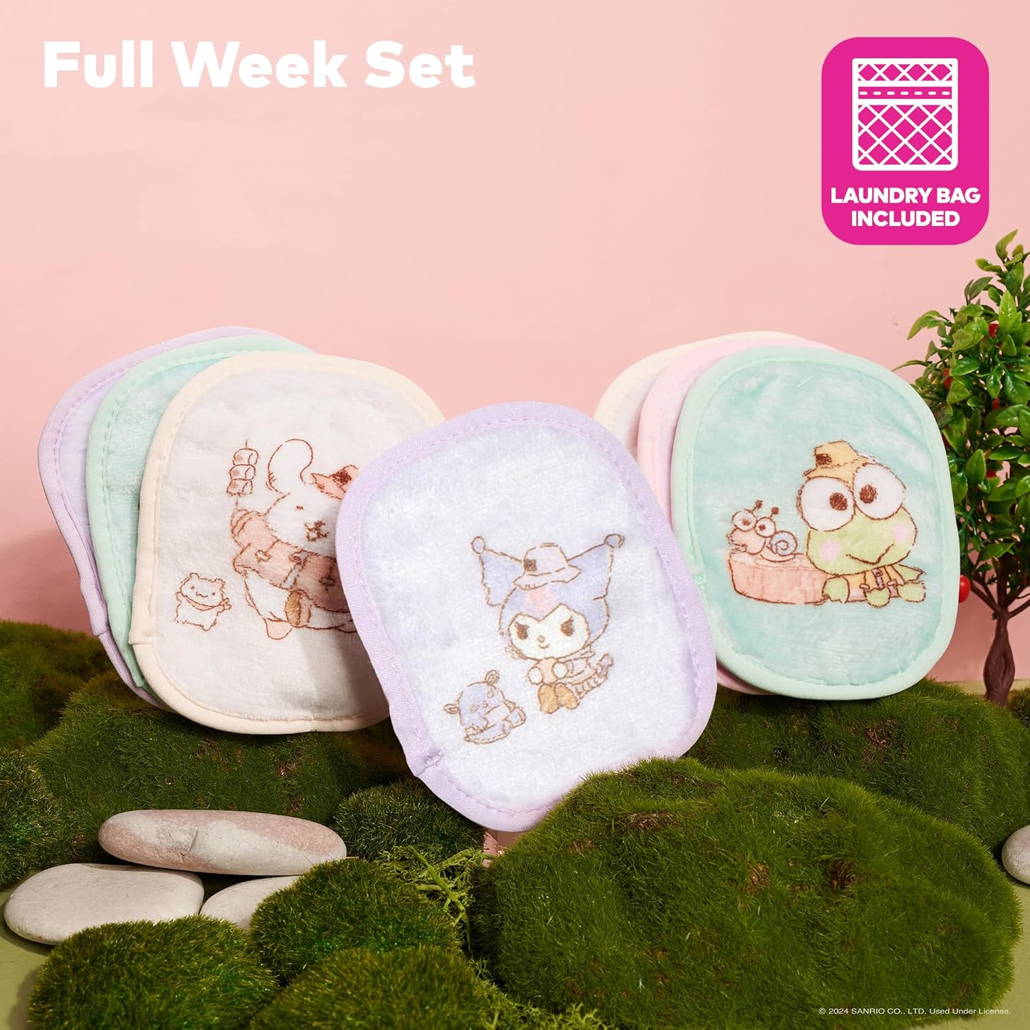 The Original Makeup Eraser, 7-Day Set, Erase All Makeup with Just Water, Including Waterproof Mascara, Eyeliner, Foundation, Lipstick, Sunscreen, and More!, 7Ct. Hello Kitty & Friends Go Glamping, 7Ct image number 3